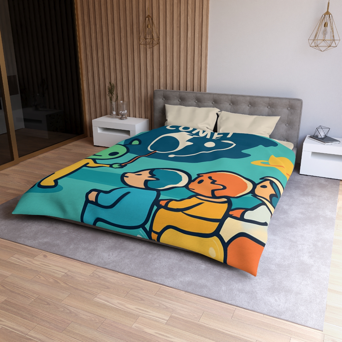 Comet Classroom On A Bubble Planet personalized bedding duvets