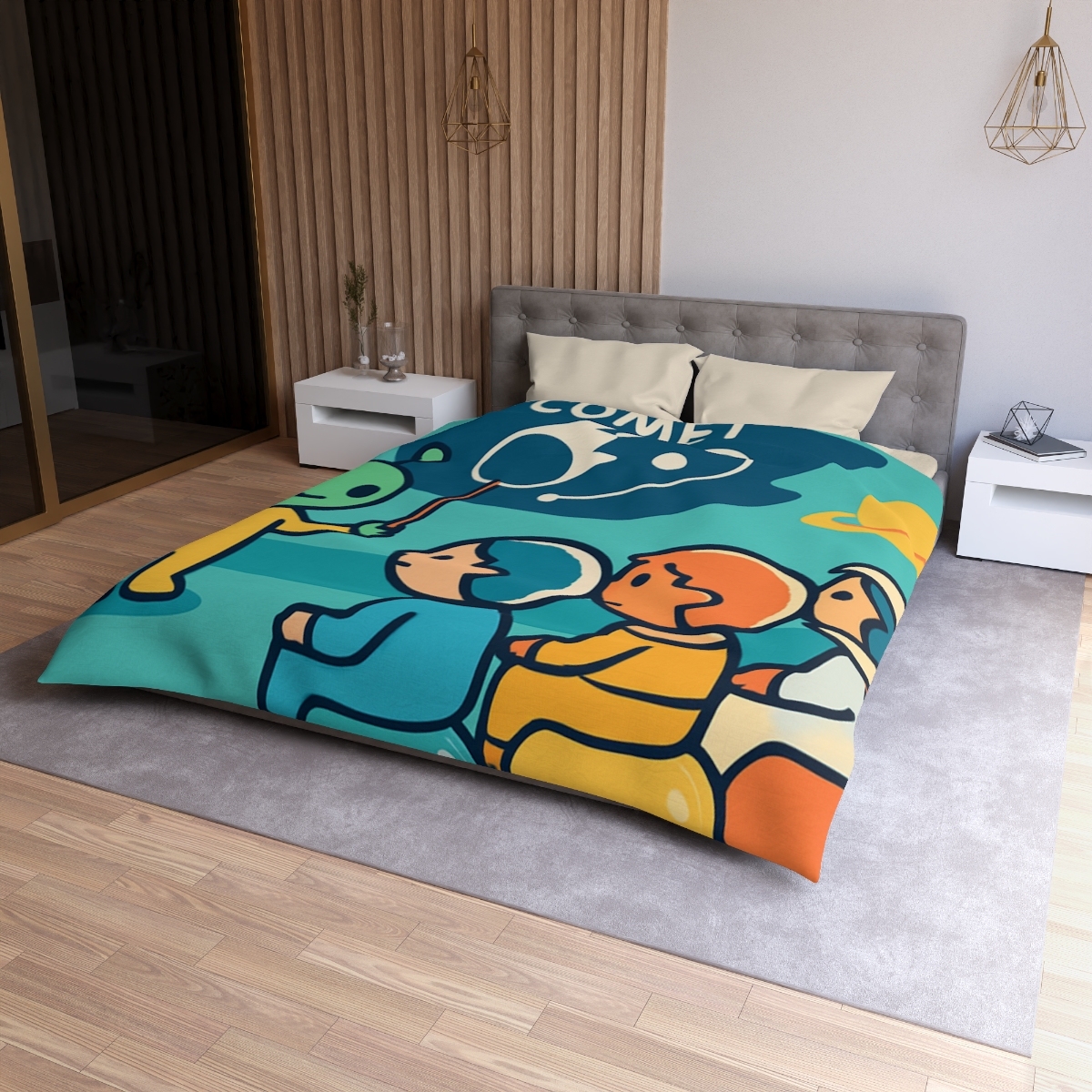 Comet Classroom On A Bubble Planet personalized bedding duvets