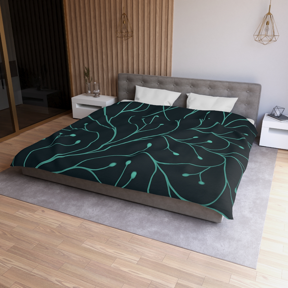 Vine Circuit Network designer printed duvets