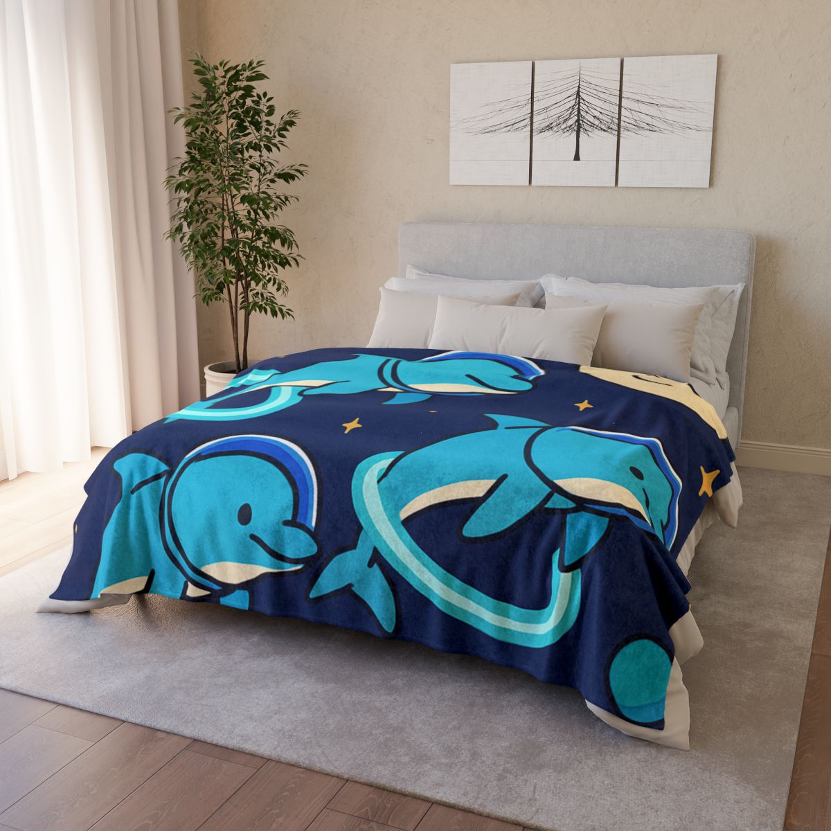 Cosmic Dolphin Playground trendy patterned blankets