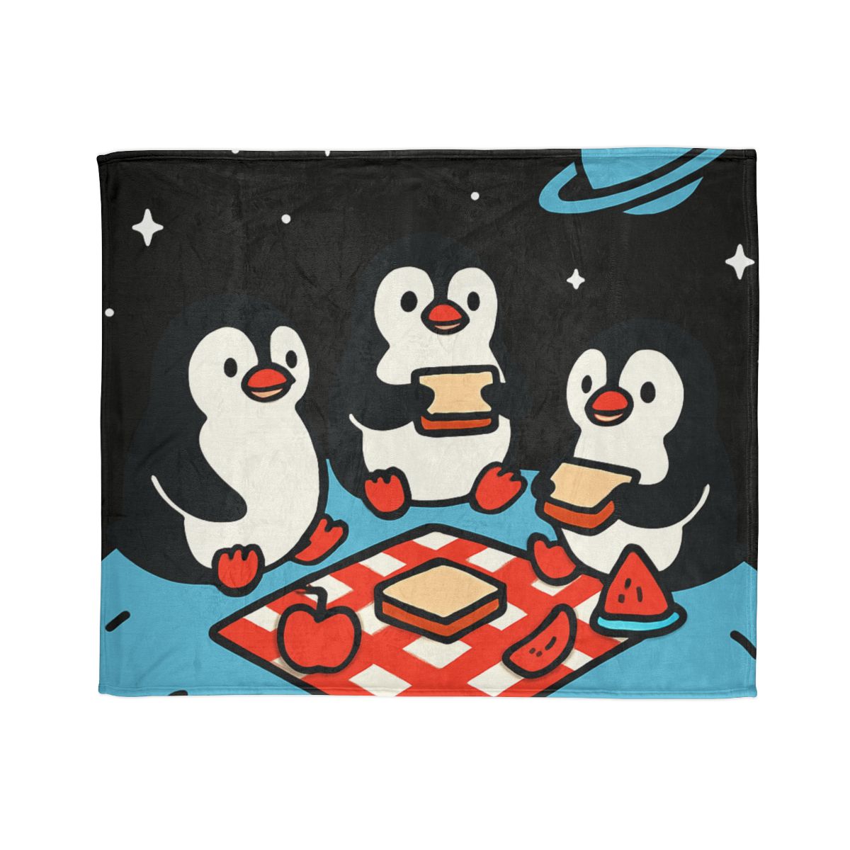 Planet Picnic Penguins personalized cozy blankets