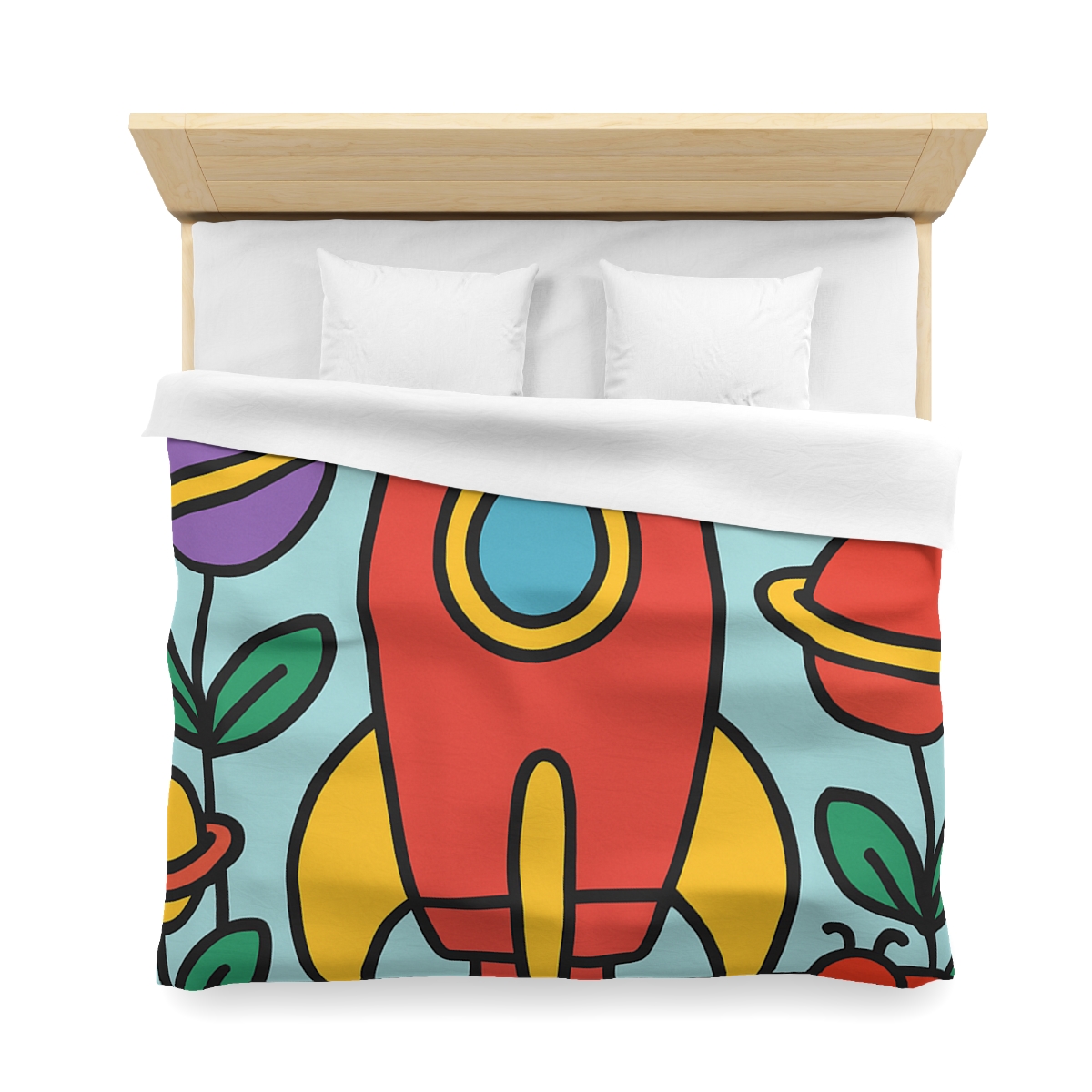 Rainbow Rocket Garden personalized bedding duvets