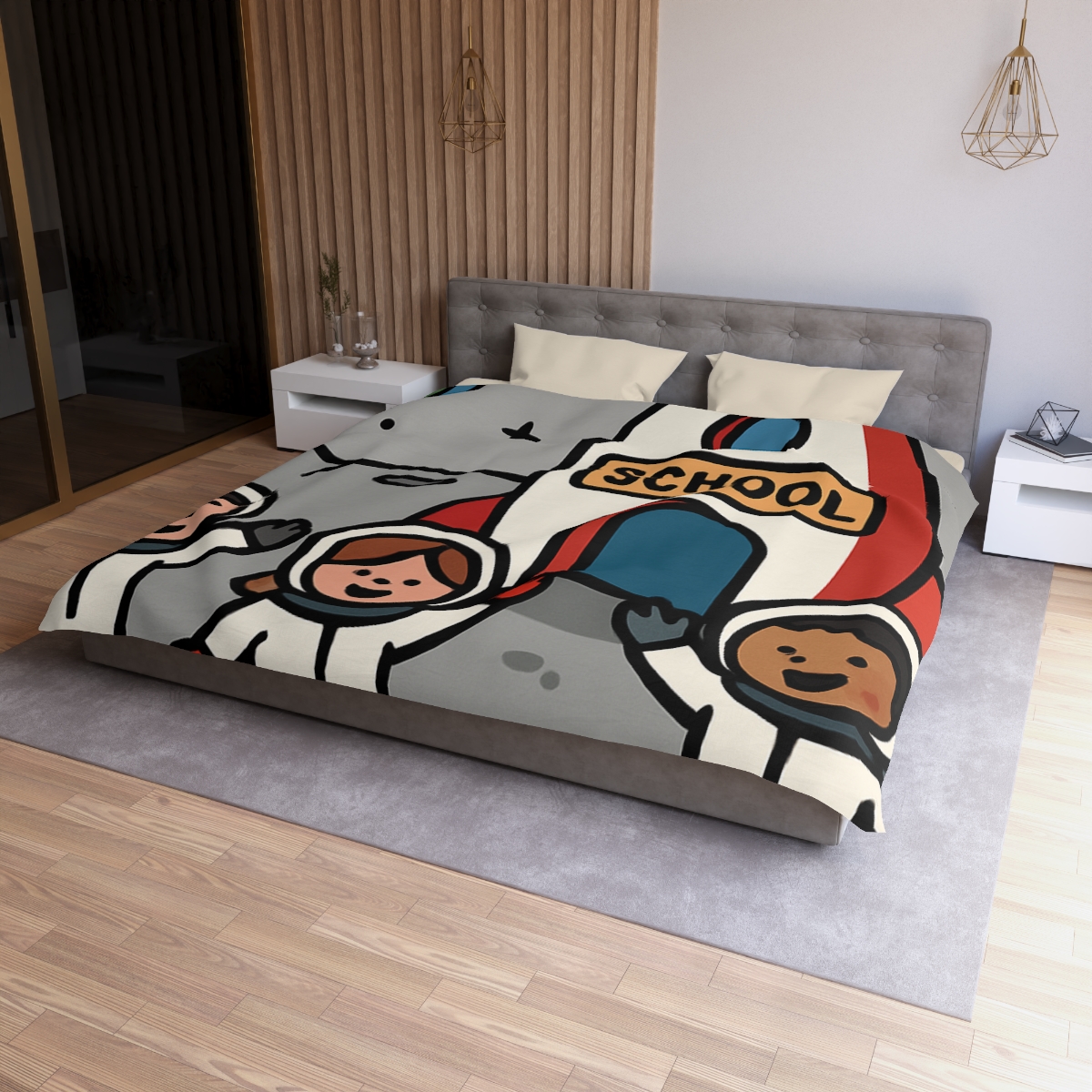 Rocket School On The Moon stylish duvet covers