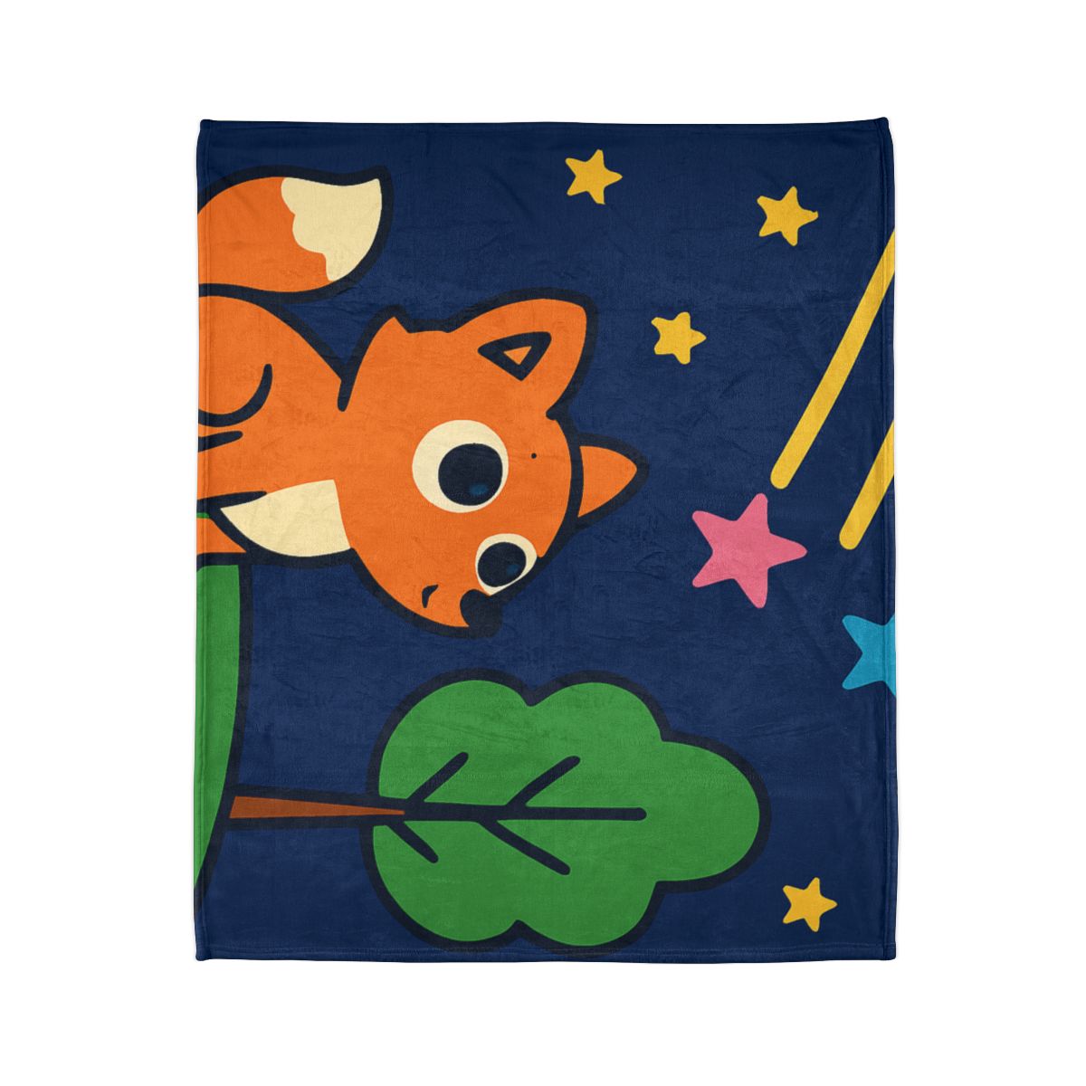 Cosmic Forest Fox And The Shooting Stars soft fleece blankets