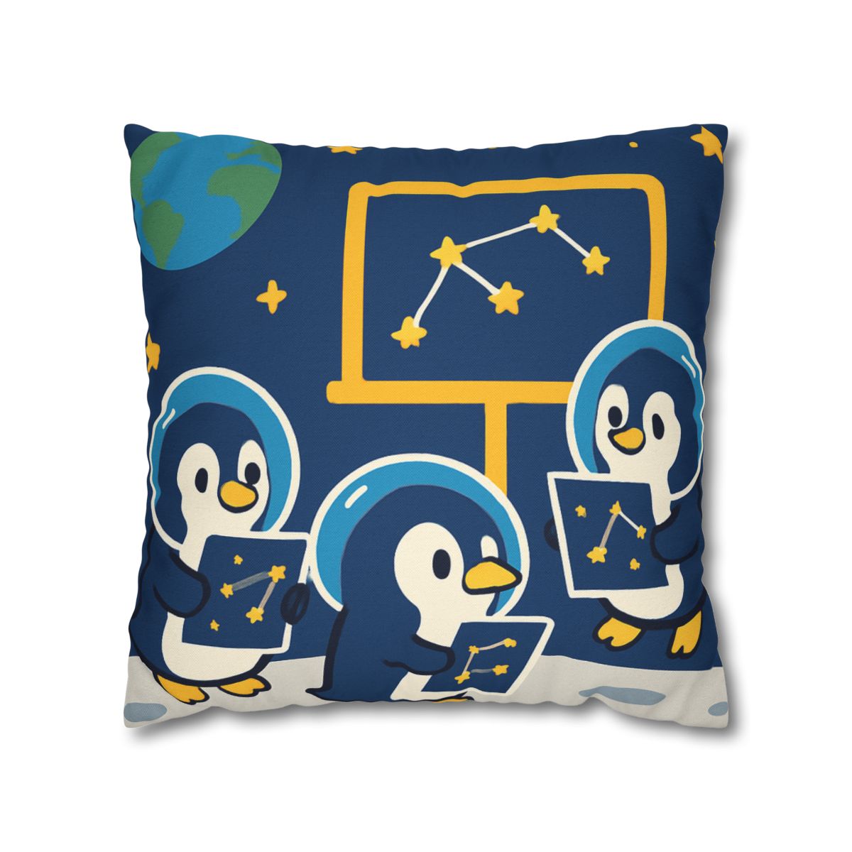 Space School For Curious Penguins personalized pillow covers