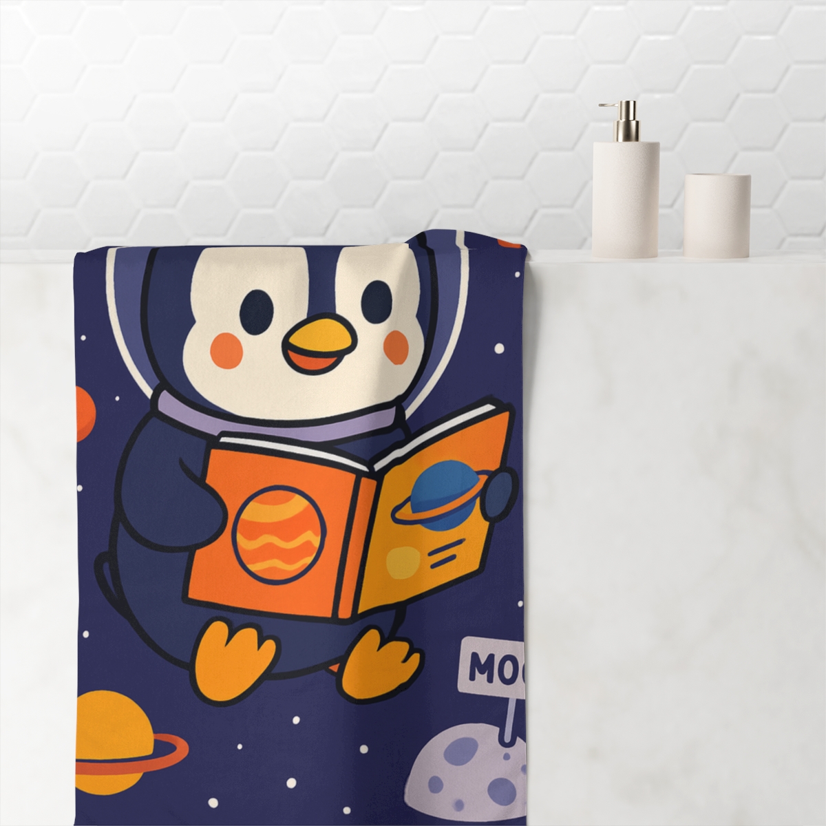 Space School Penguin Explorer soft cotton towels