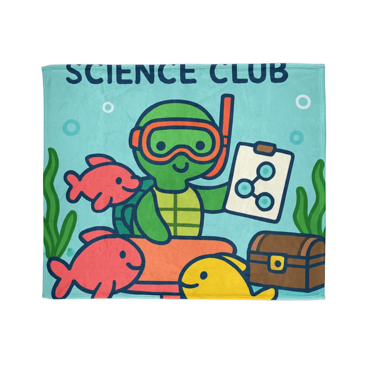 Coral Reef Science Club Turtle stylish throw blankets