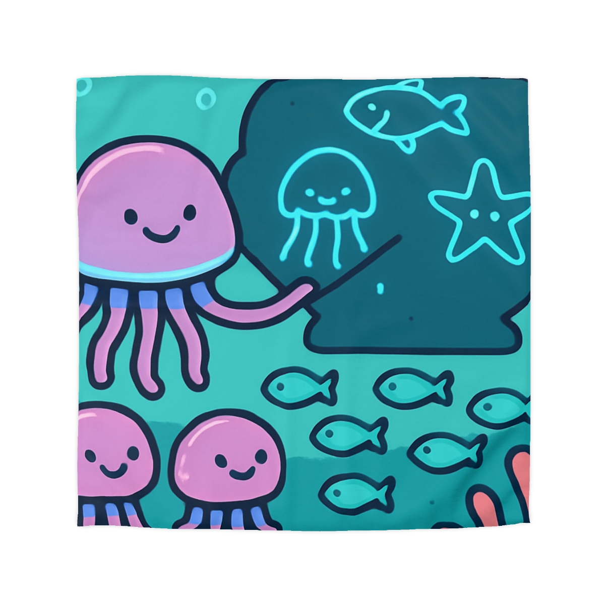 Bioluminescent Reef School With Glow Jellyfish personalized bedding duvets