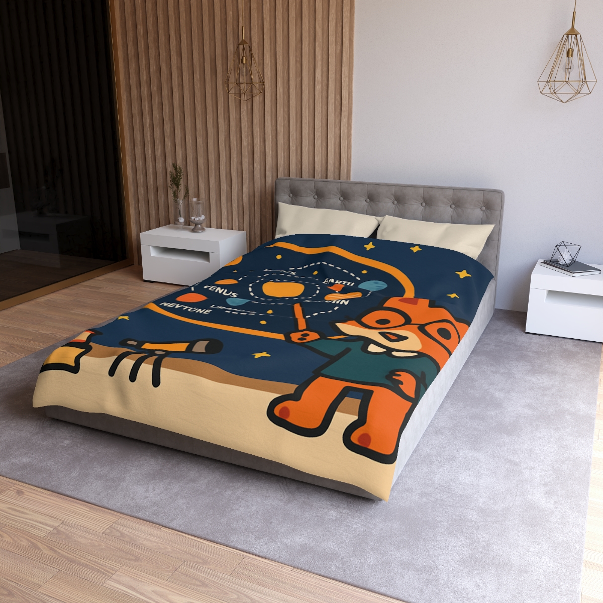 Comet Classroom With Star Map Fox unique patterned duvets