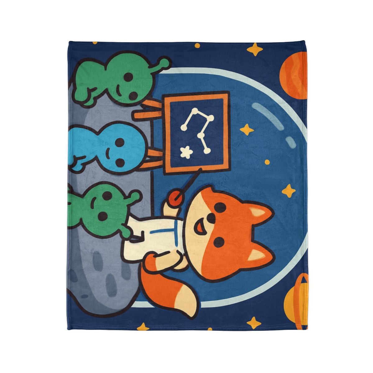 Comet Classroom With Curious Space Fox warm winter blankets