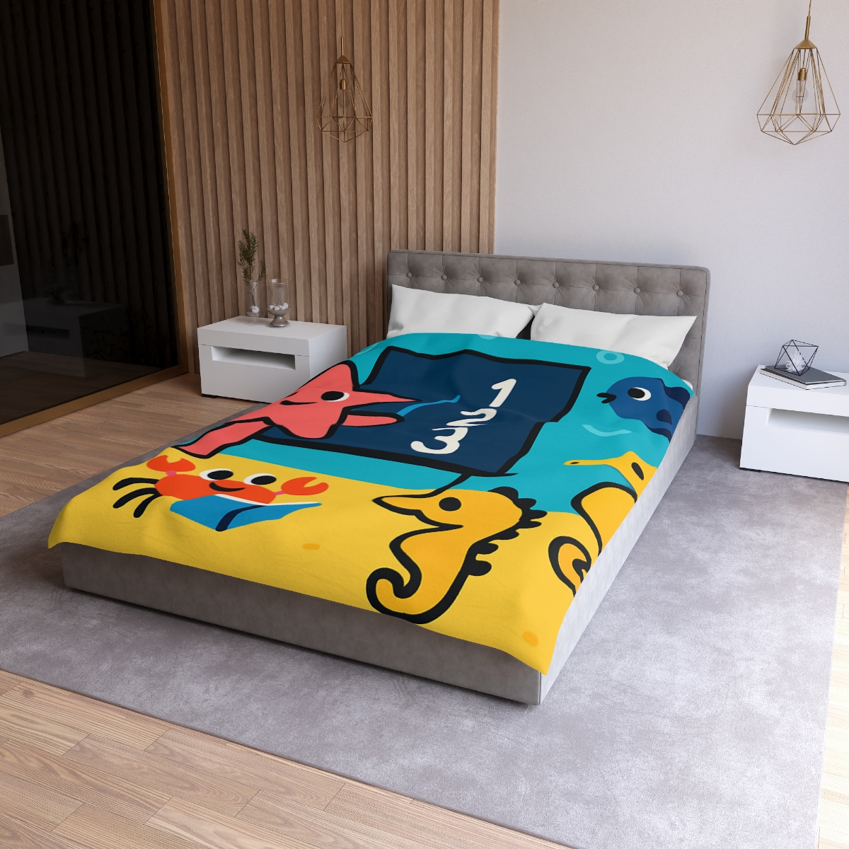 Starfish Schoolhouse Adventure designer printed duvets