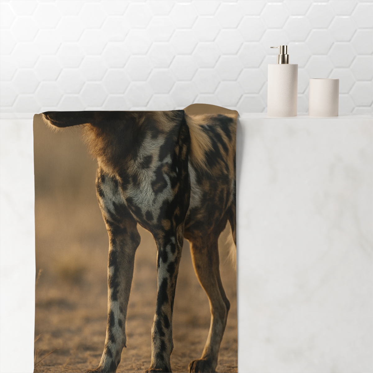 African Wild Dog Painted Dawn Watcher comfortable face towels