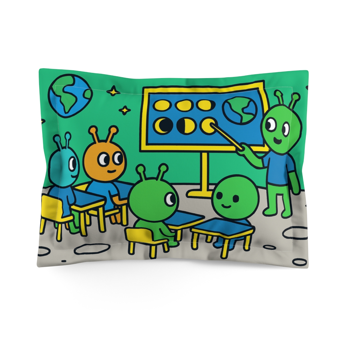 Alien School On The Moon designer printed pillows