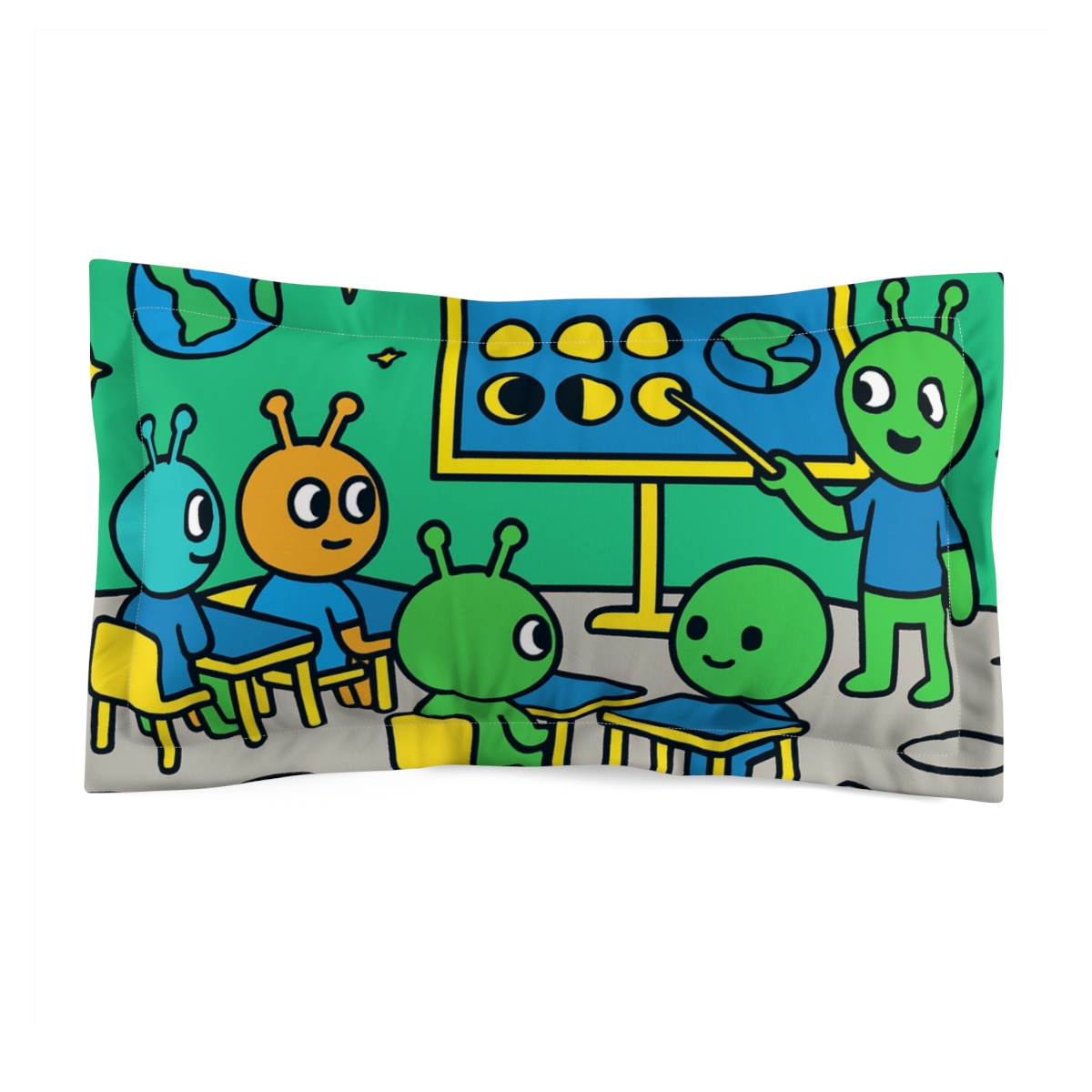 Alien School On The Moon designer printed pillows