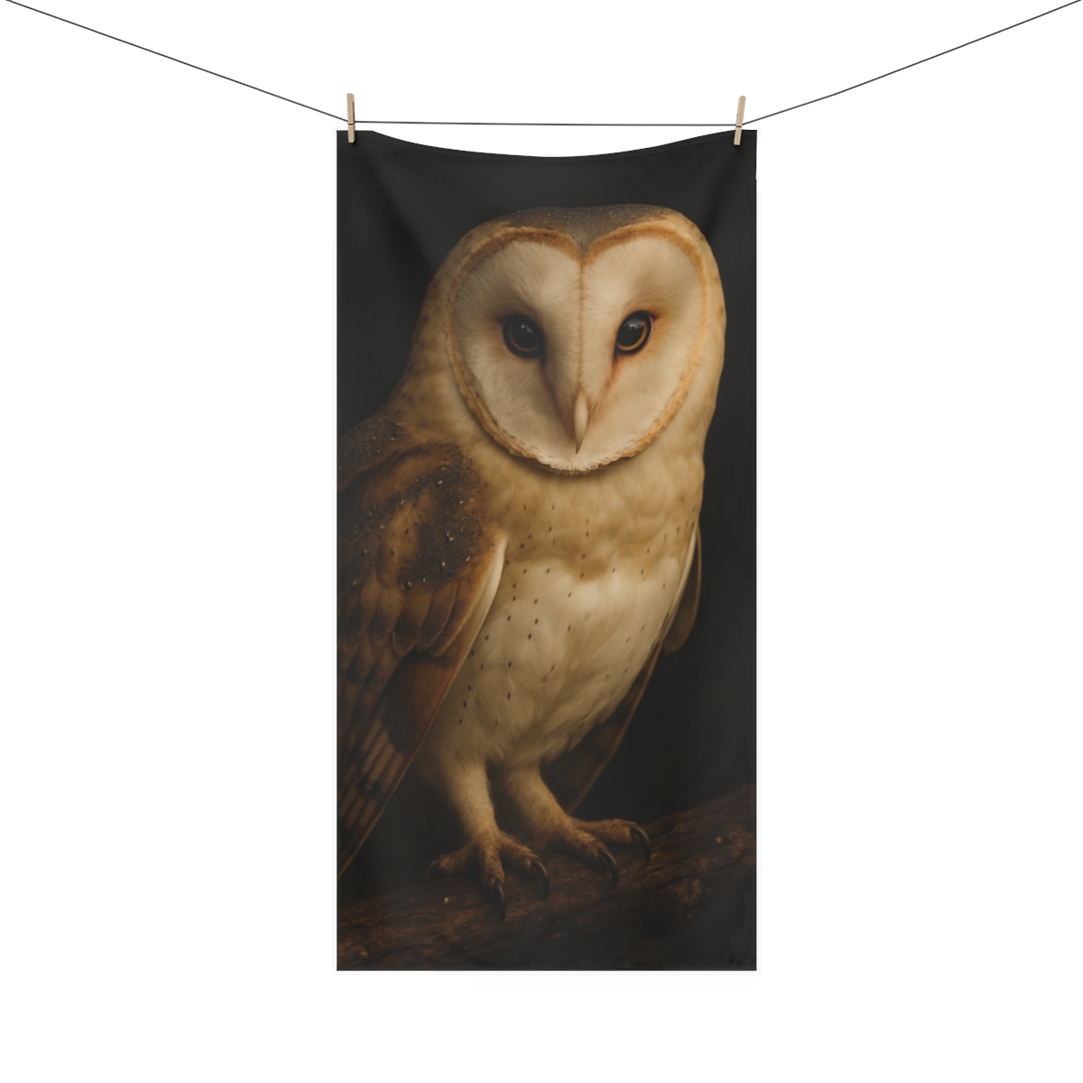 Amber Gaze Barn Owl designer printed towels