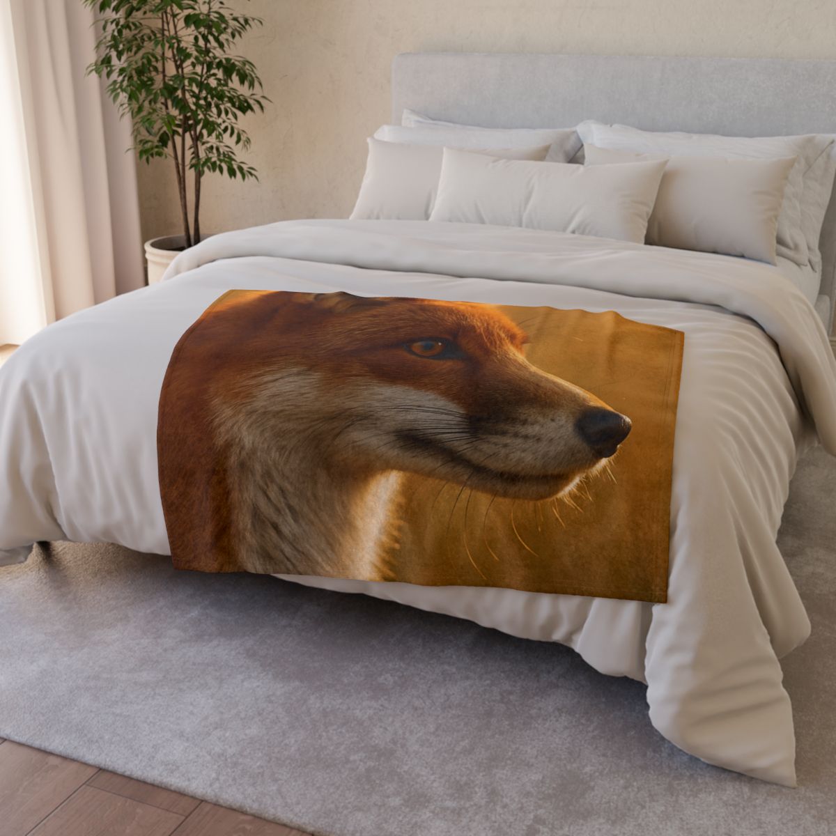 Amber Gaze Red Fox designer printed blankets