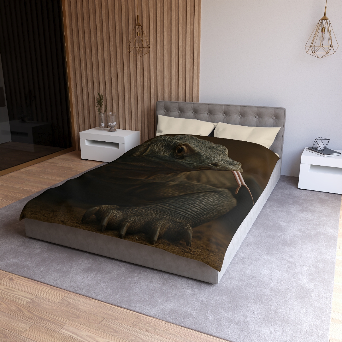 Ancient Sentinel Komodo Dragon designer printed duvets