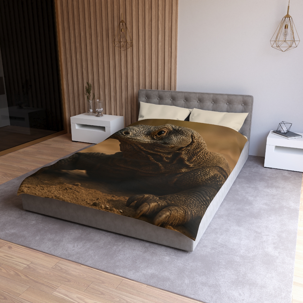 Ancient Sentinel Komodo Dragon designer printed duvets