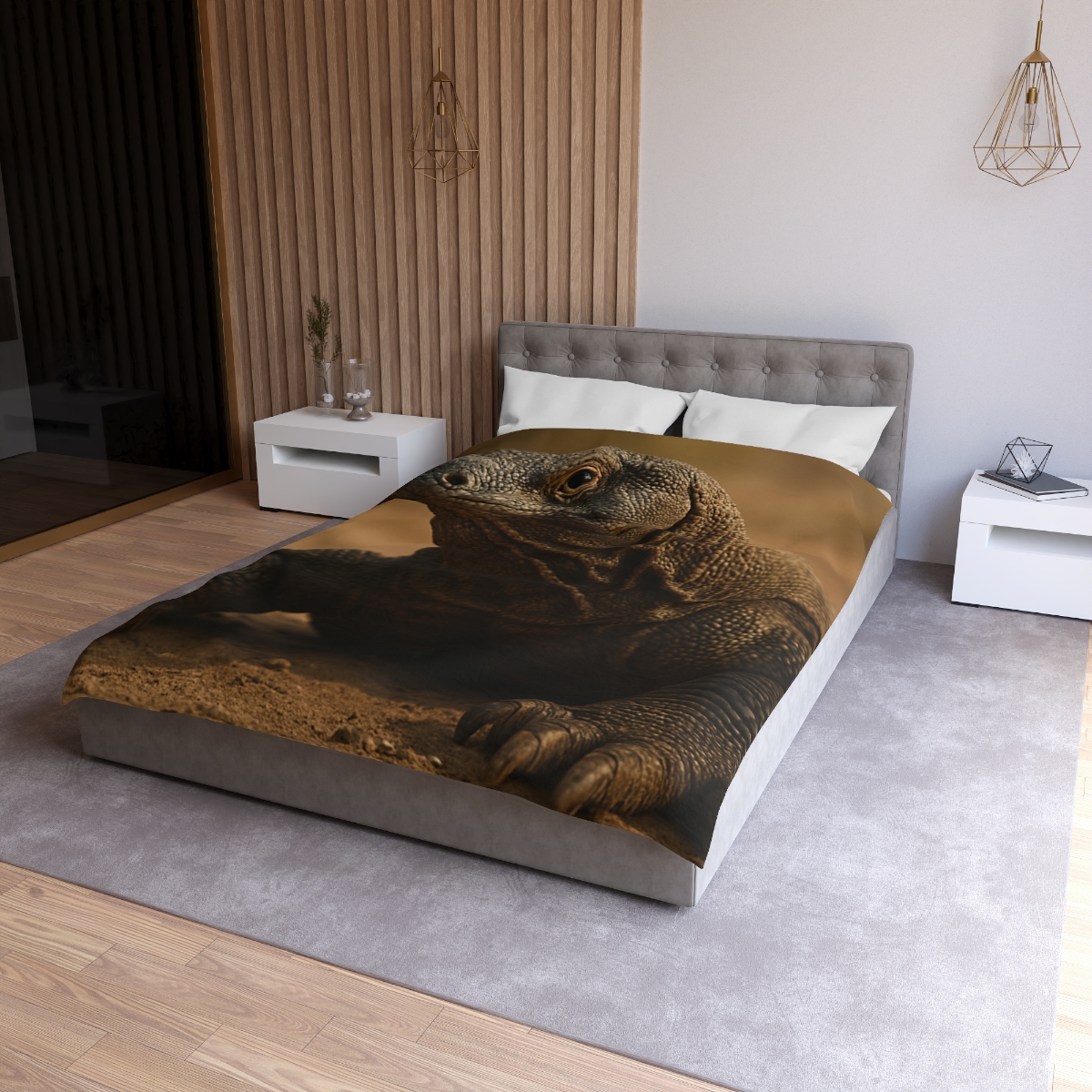 Ancient Sentinel Komodo Dragon designer printed duvets