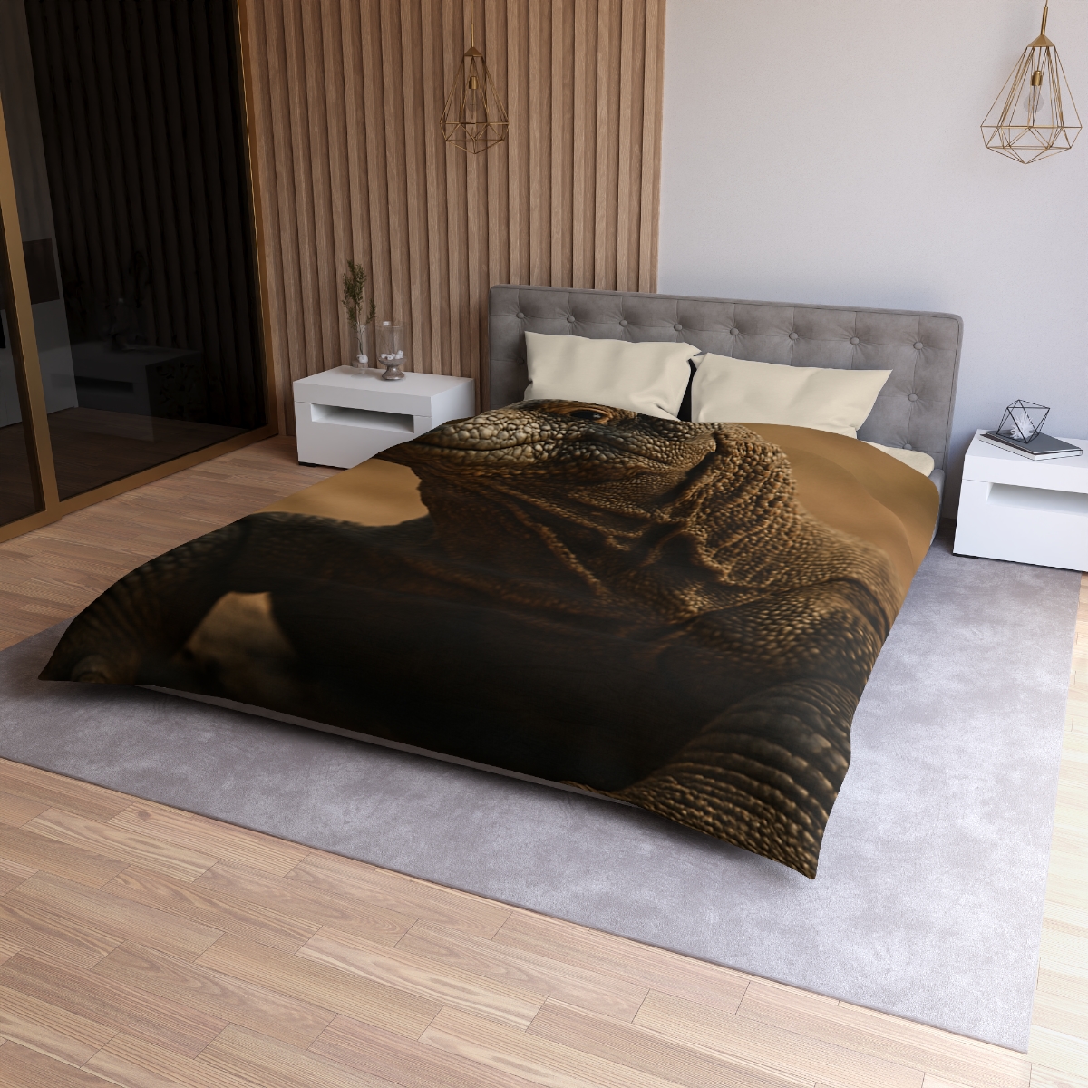 Ancient Sentinel Komodo Dragon designer printed duvets