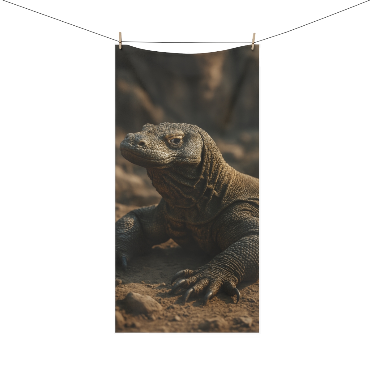 Ancient Sentinel Komodo Dragon trendy hand towels