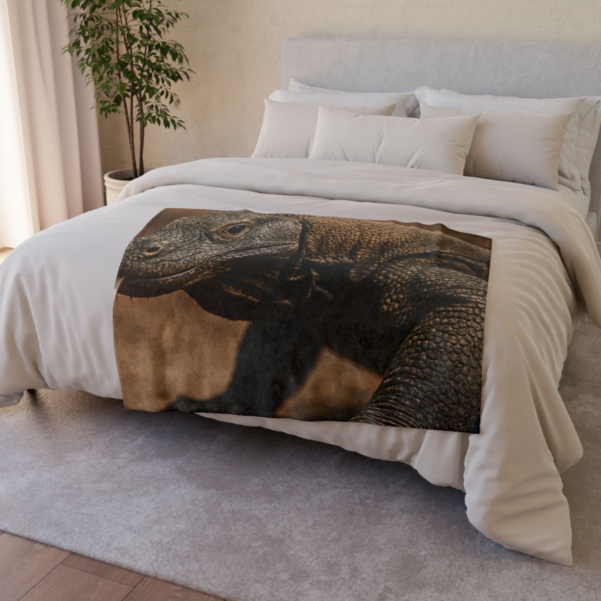 Ancient Sentinel Komodo Dragon stylish throw blankets