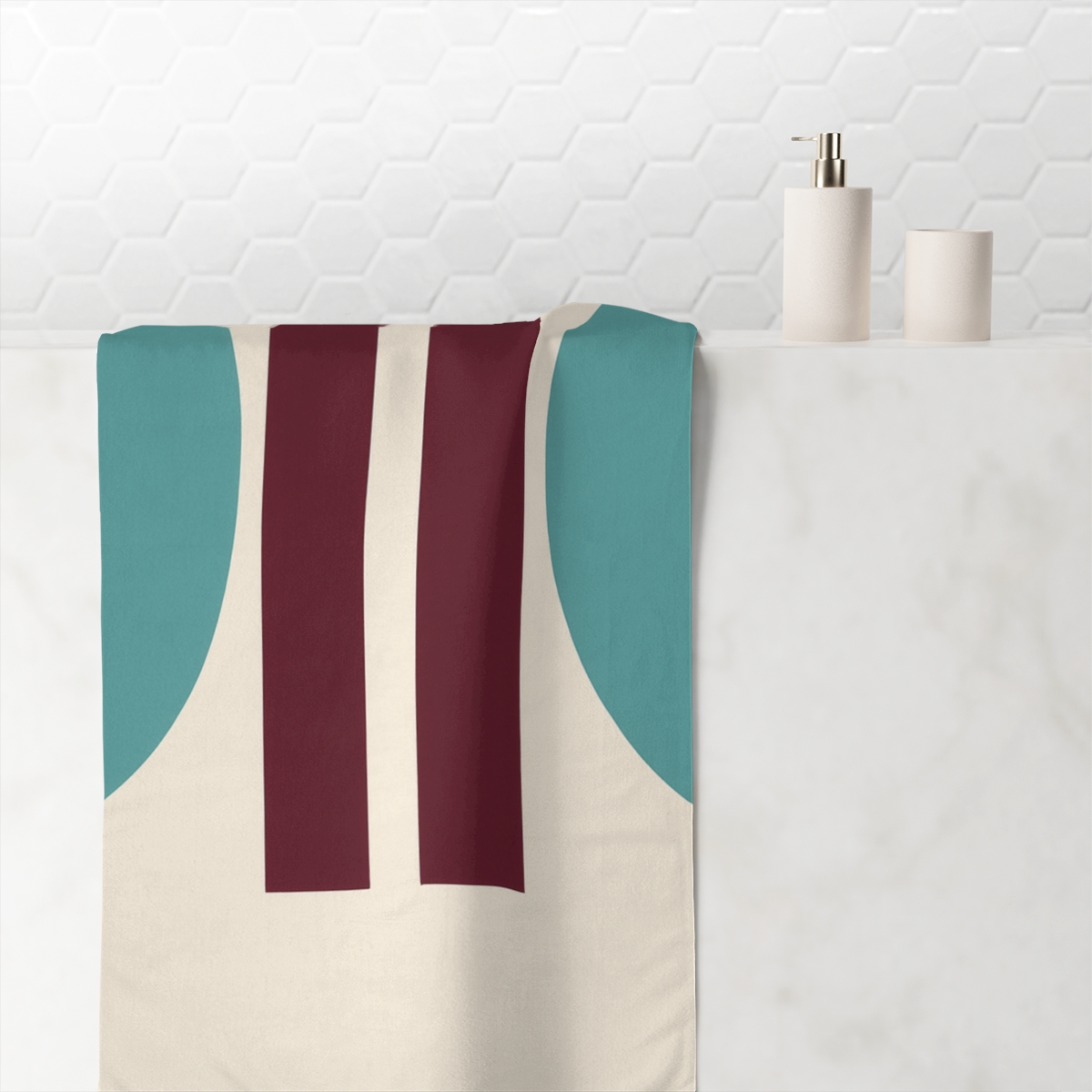 Arcs And Twin Bars In Quiet Alignment designer printed towels