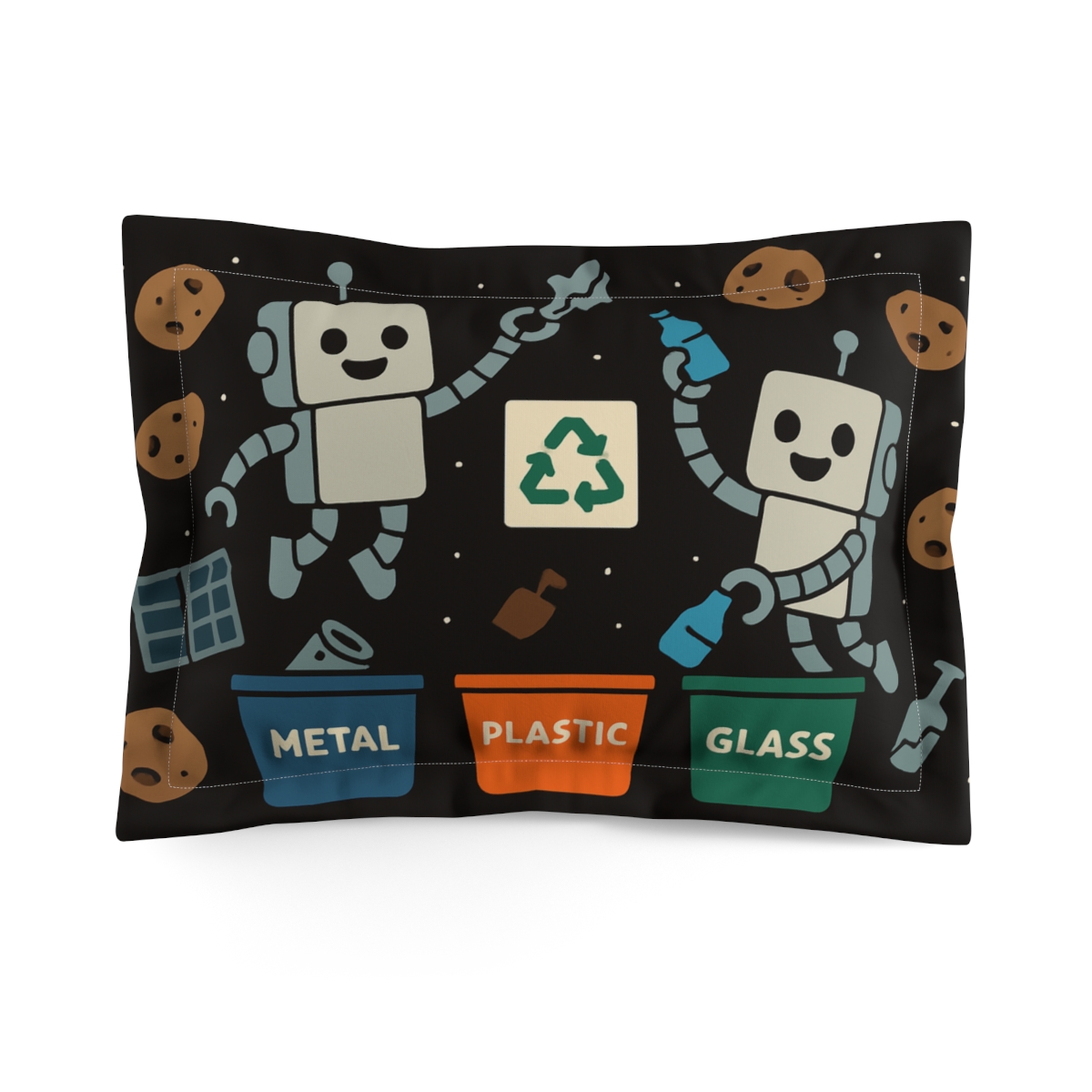 Asteroid Belt Recycling Robots trendy accent pillows