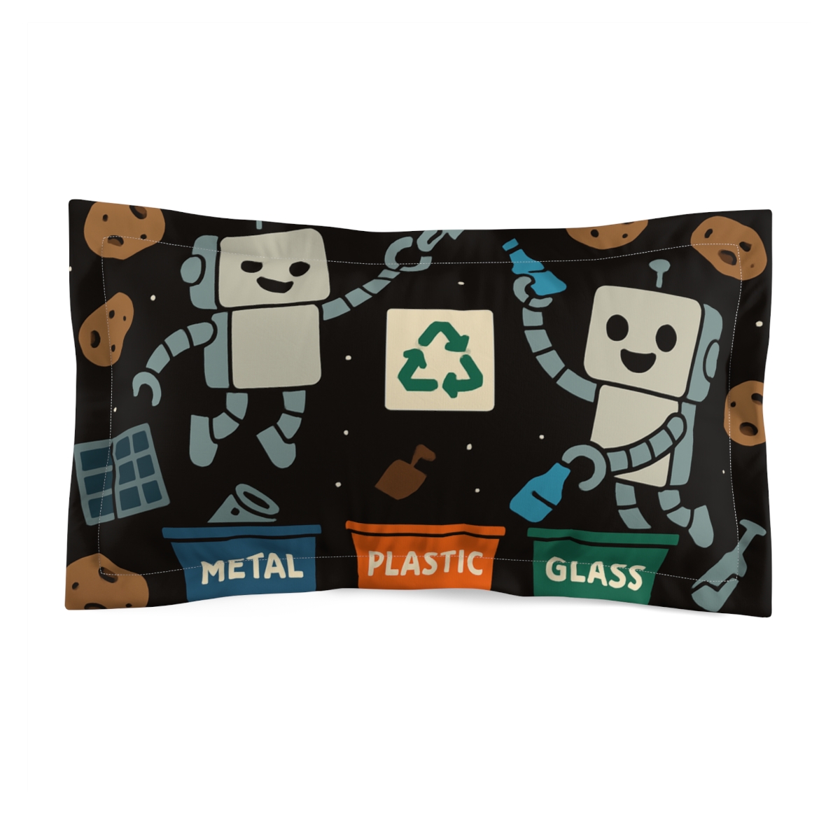Asteroid Belt Recycling Robots trendy accent pillows