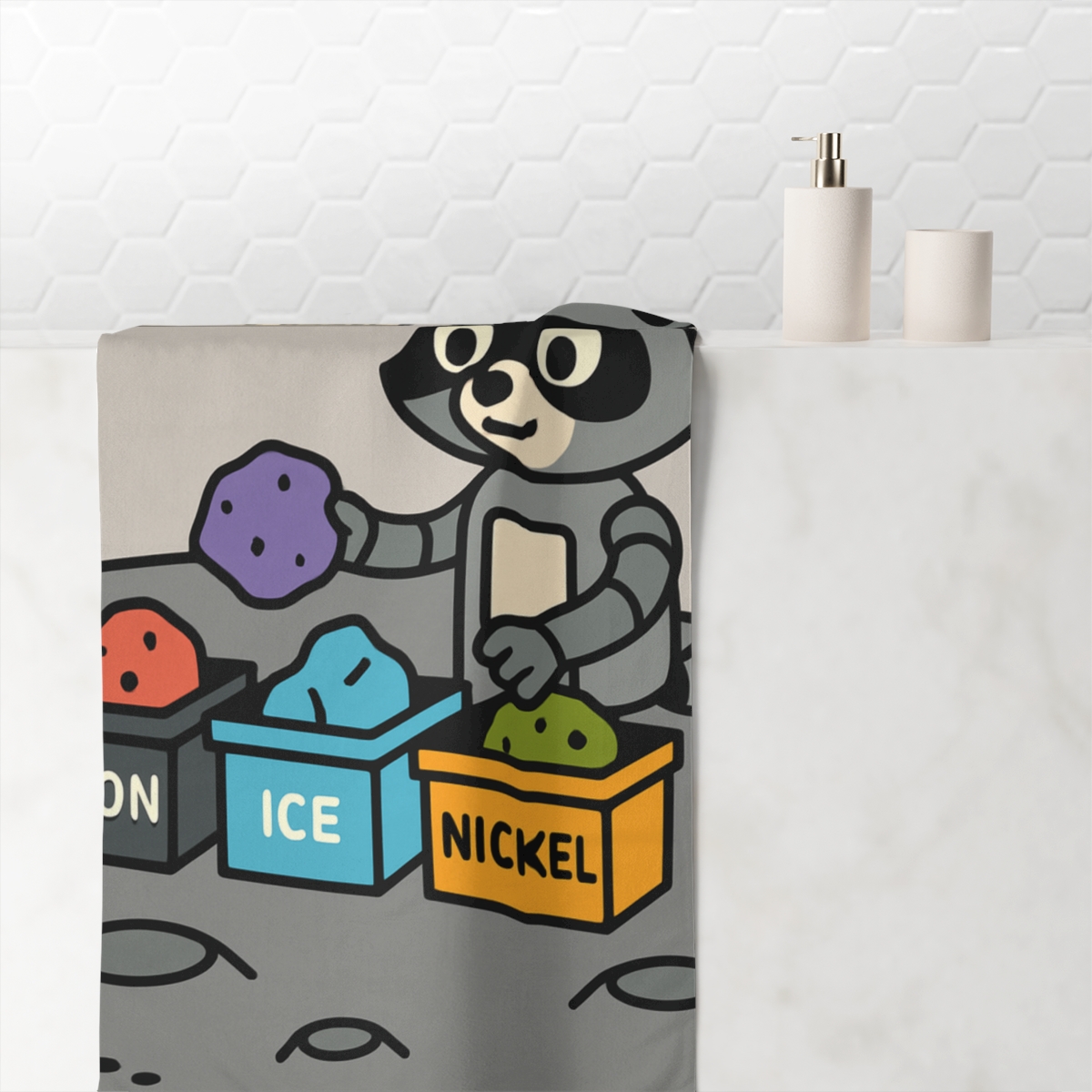 Asteroid Mineral Lab With Robo Raccoon decorative home towels