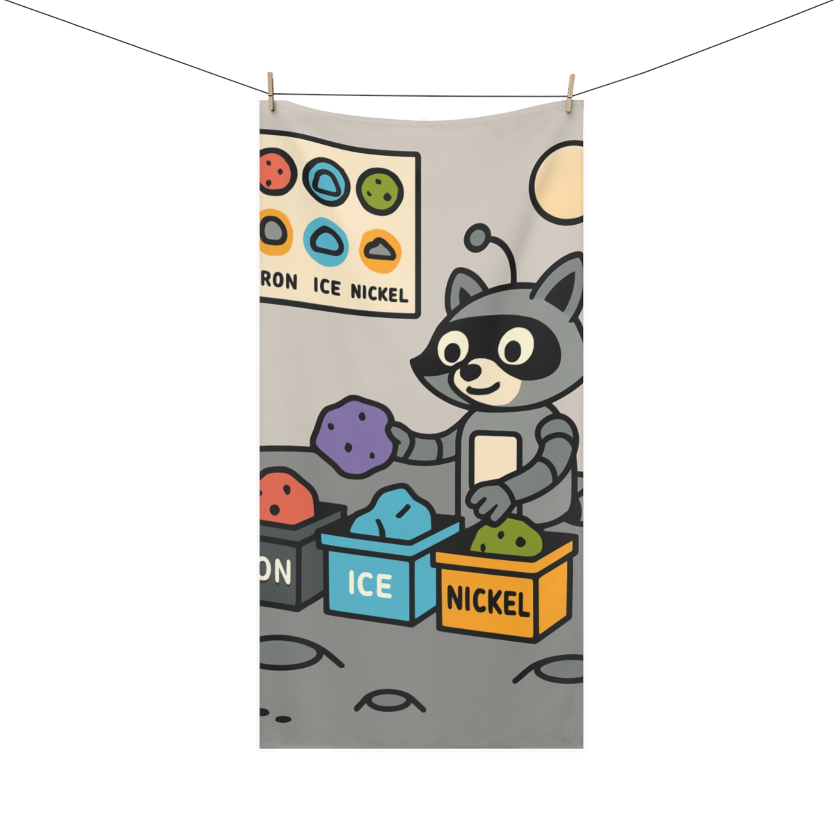 Asteroid Mineral Lab With Robo Raccoon decorative home towels