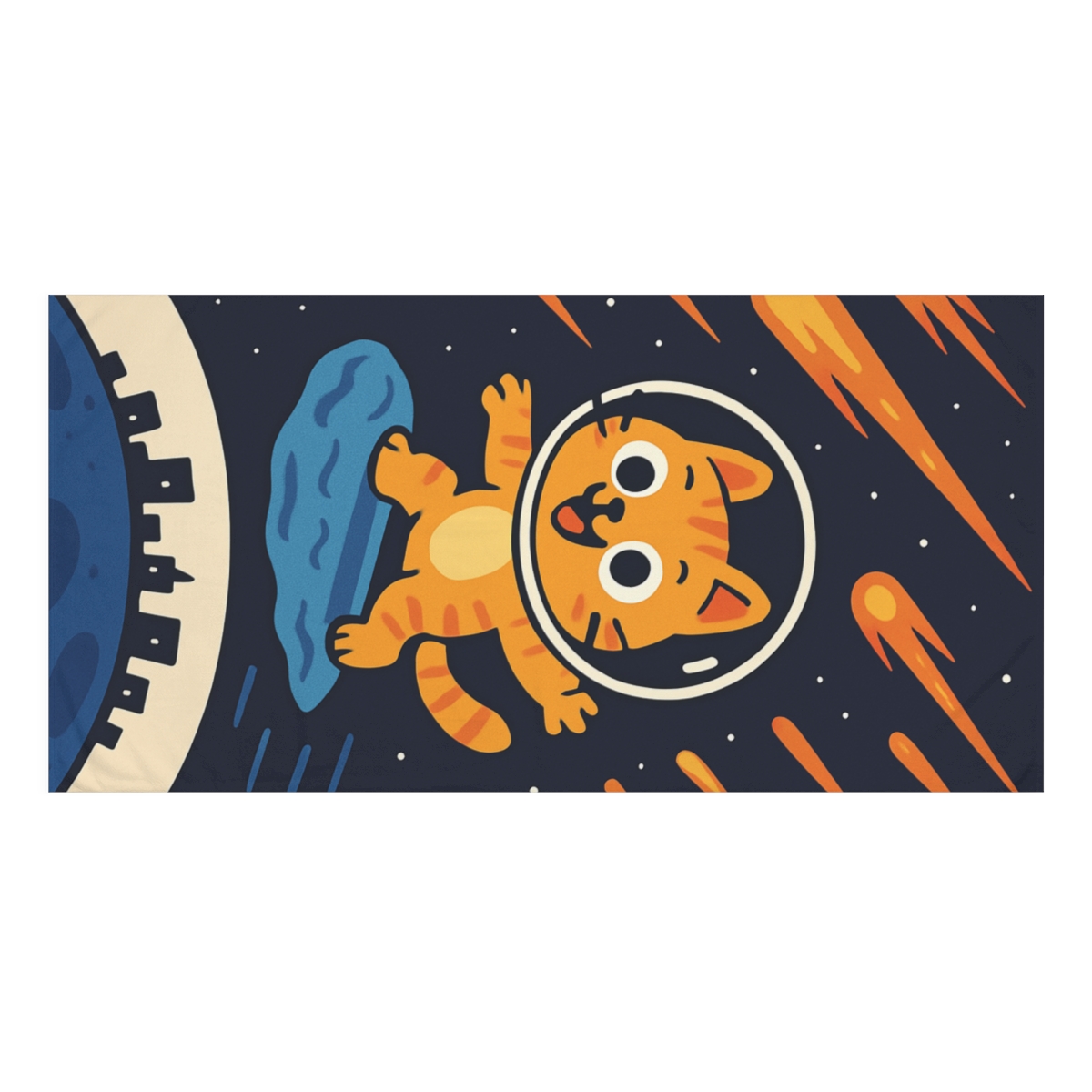 Astronaut Kitty Meteor Chase soft cotton towels