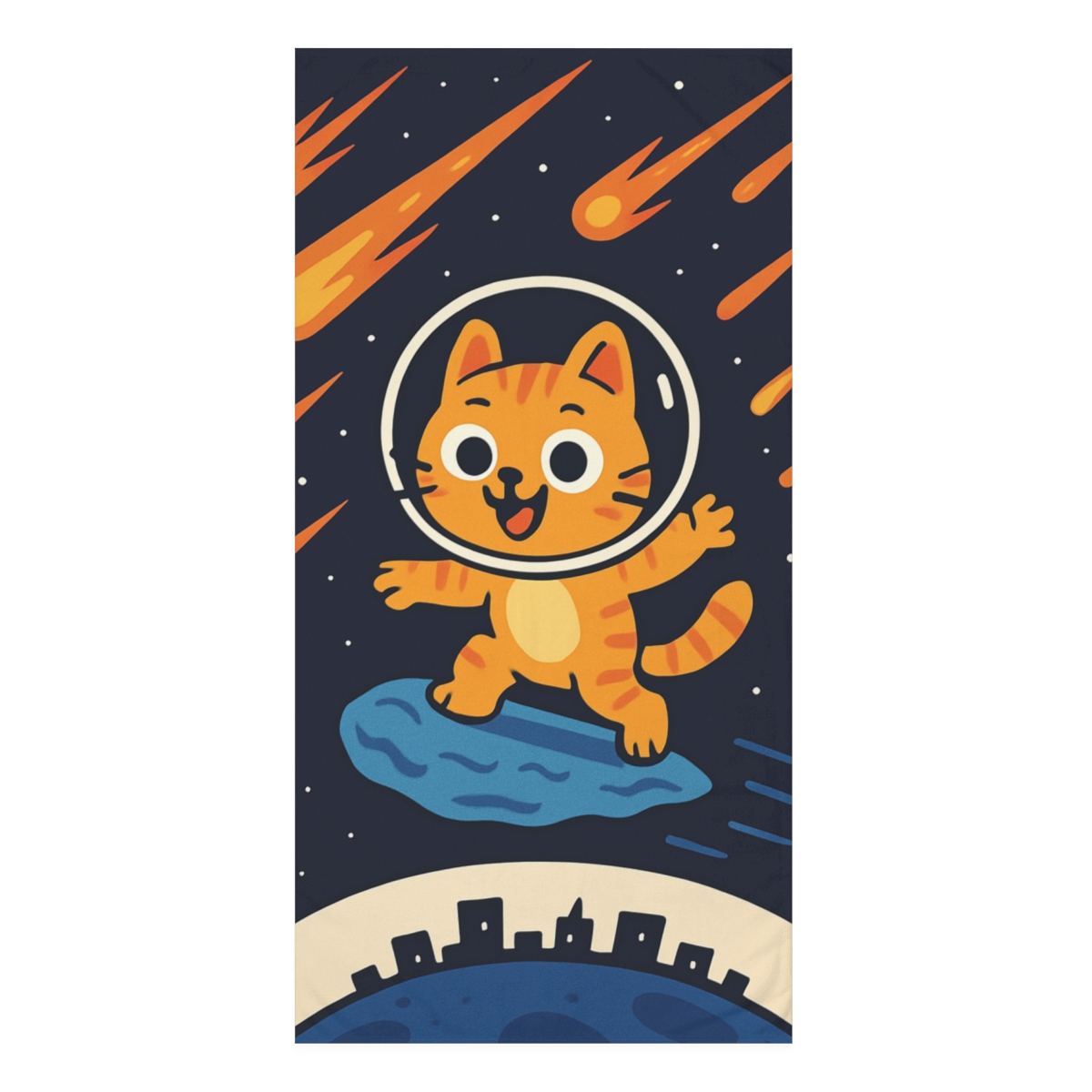 Astronaut Kitty Meteor Chase soft cotton towels