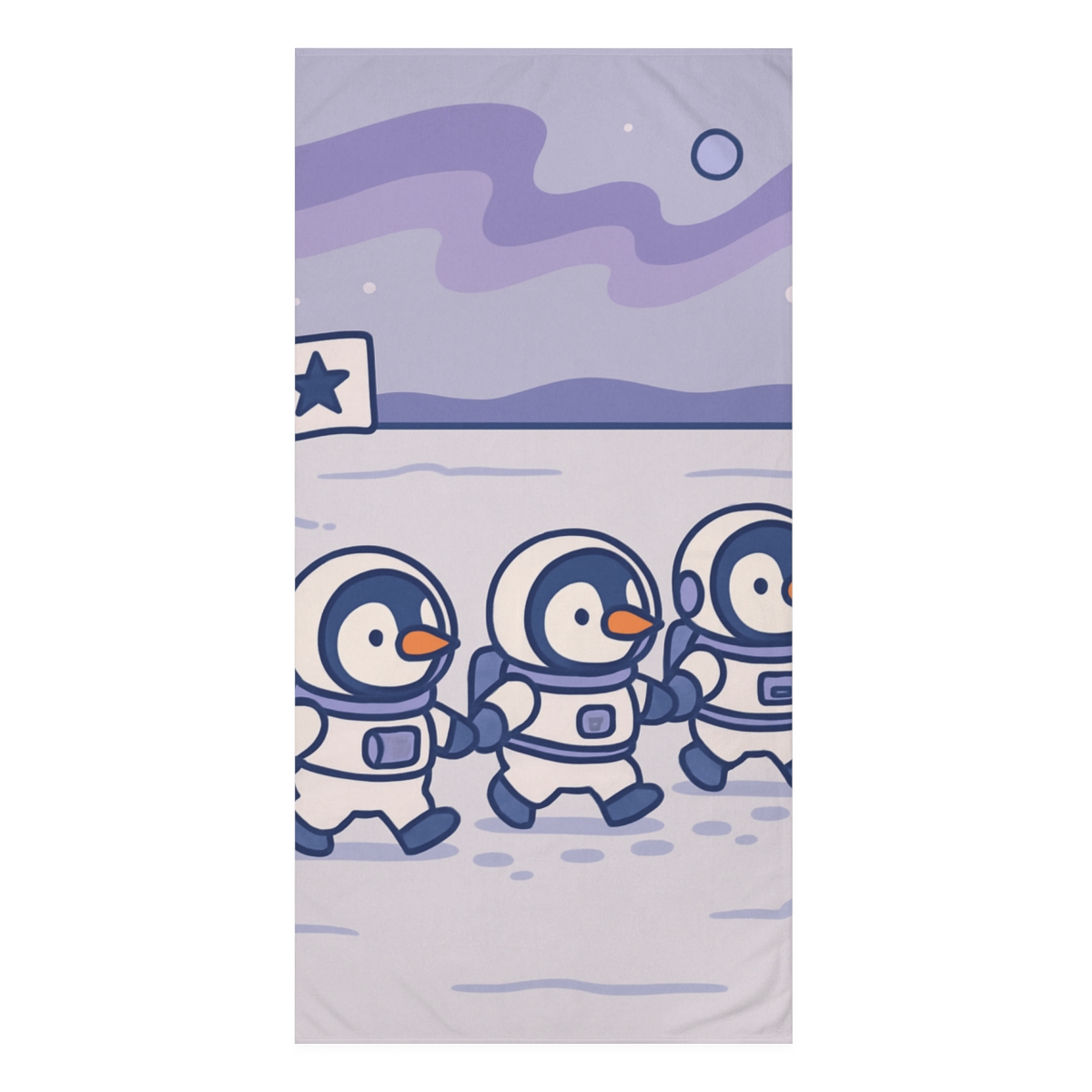 Astronaut Penguin Parade designer printed towels