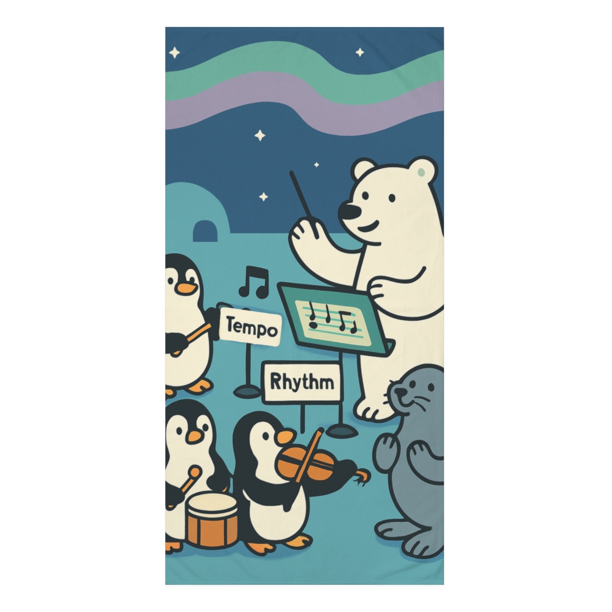 Aurora Arctic Animal Orchestra trendy hand towels