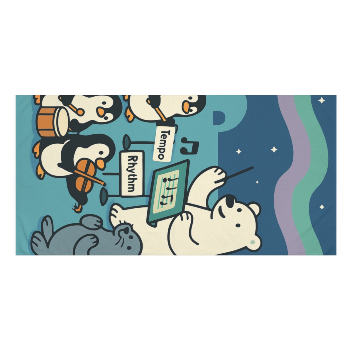 Aurora Arctic Animal Orchestra trendy hand towels