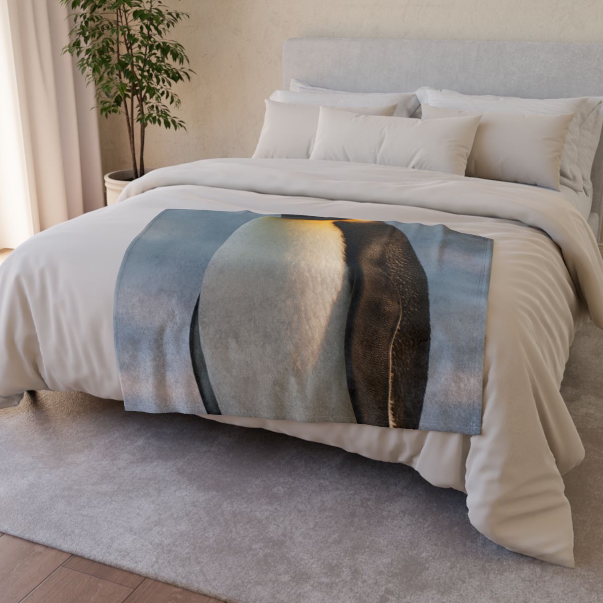 Aurora Drift Emperor Penguin stylish throw blankets