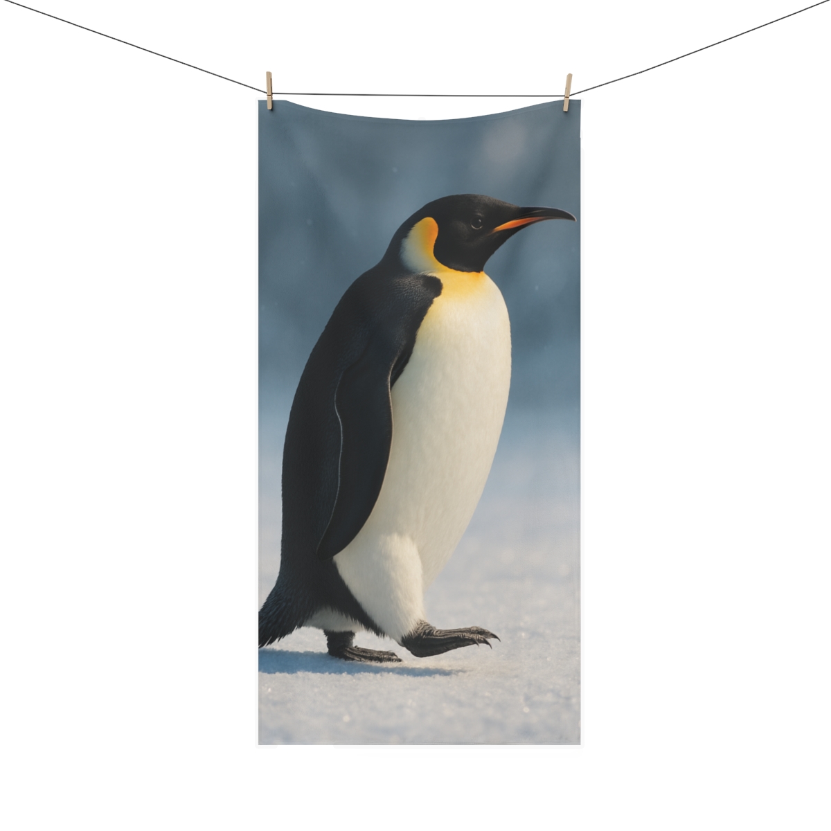 Aurora Drift Emperor Penguin designer printed towels
