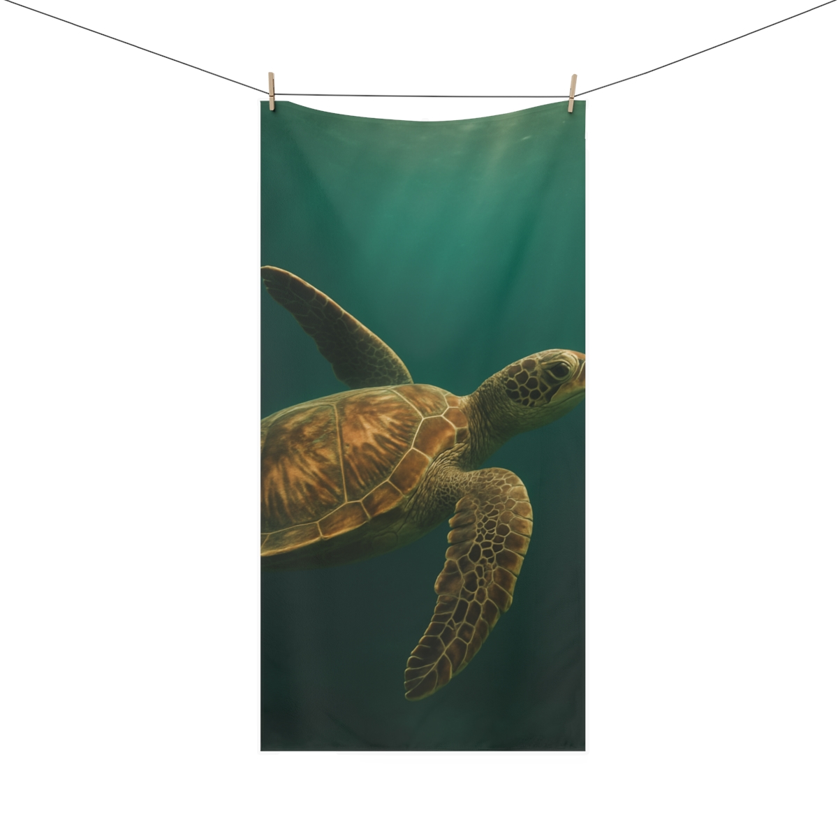 Aurora Drift Green Sea Turtle personalized bath towels