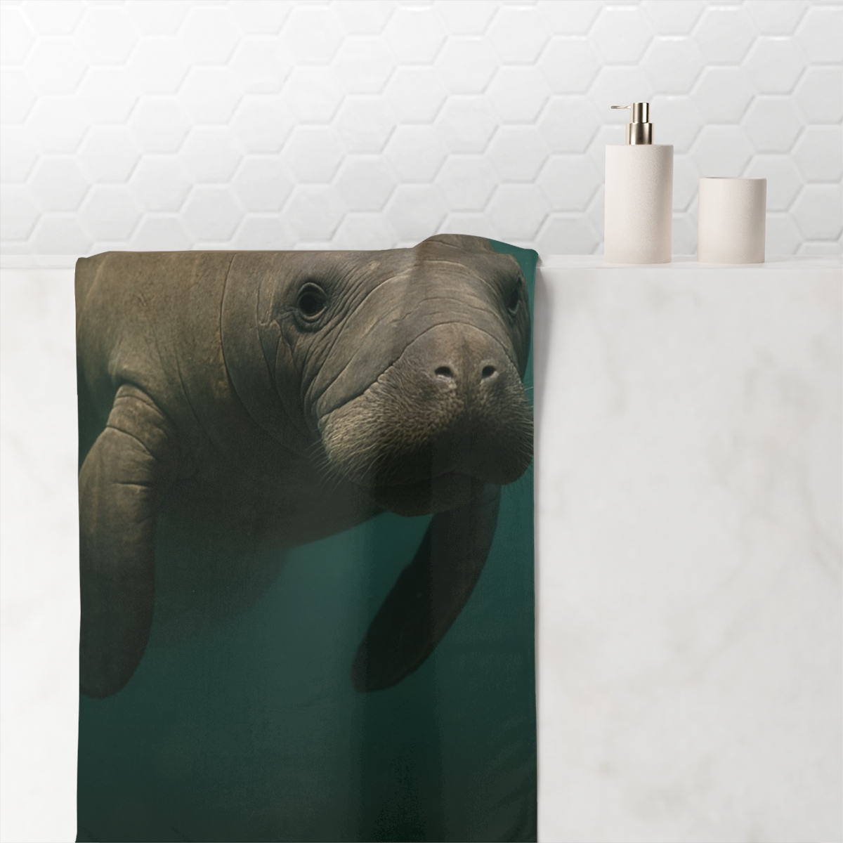 Aurora Drift West Indian Manatee comfortable face towels