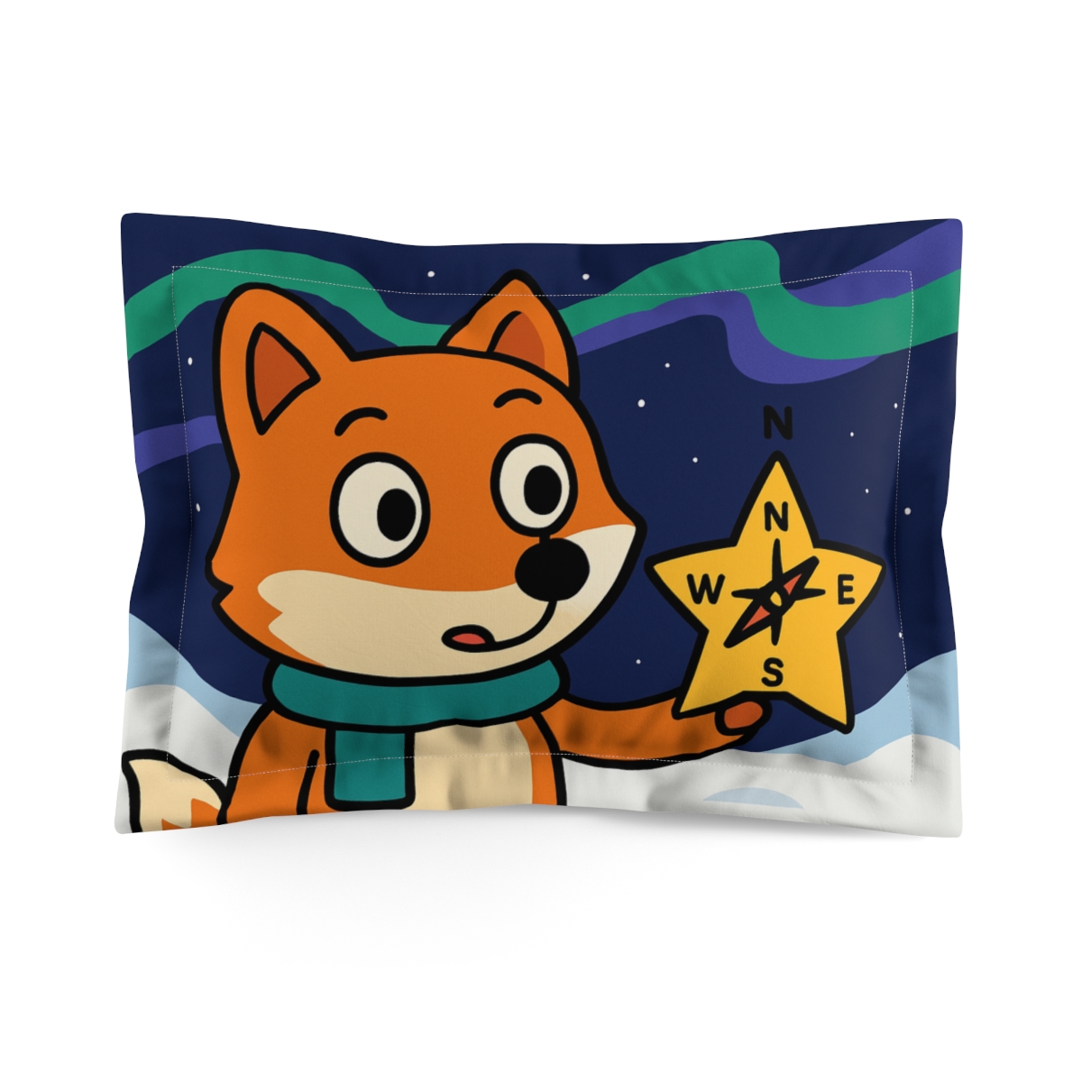 Aurora Fox And The Polar Light Compass stylish throw pillows