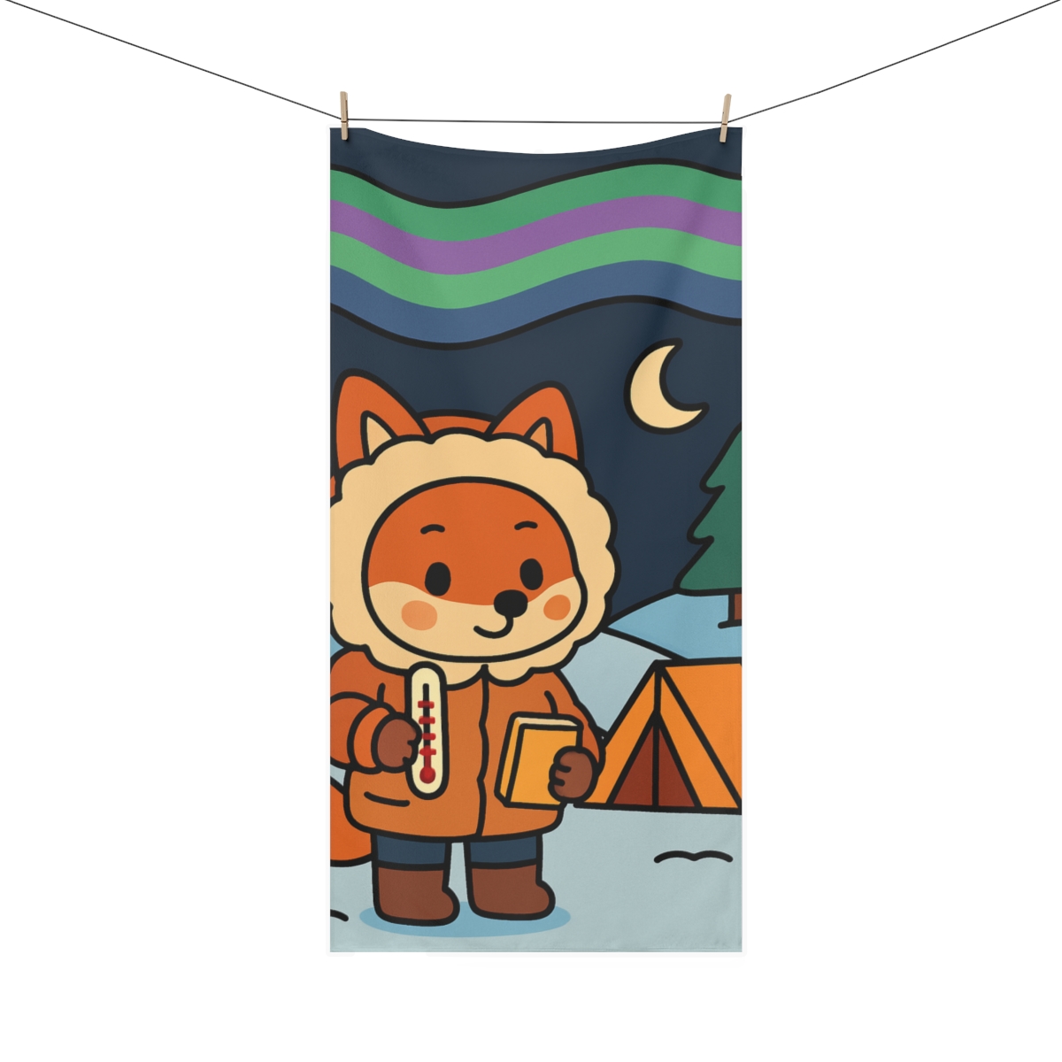 Aurora Fox Snowy Science Camp trendy hand towels