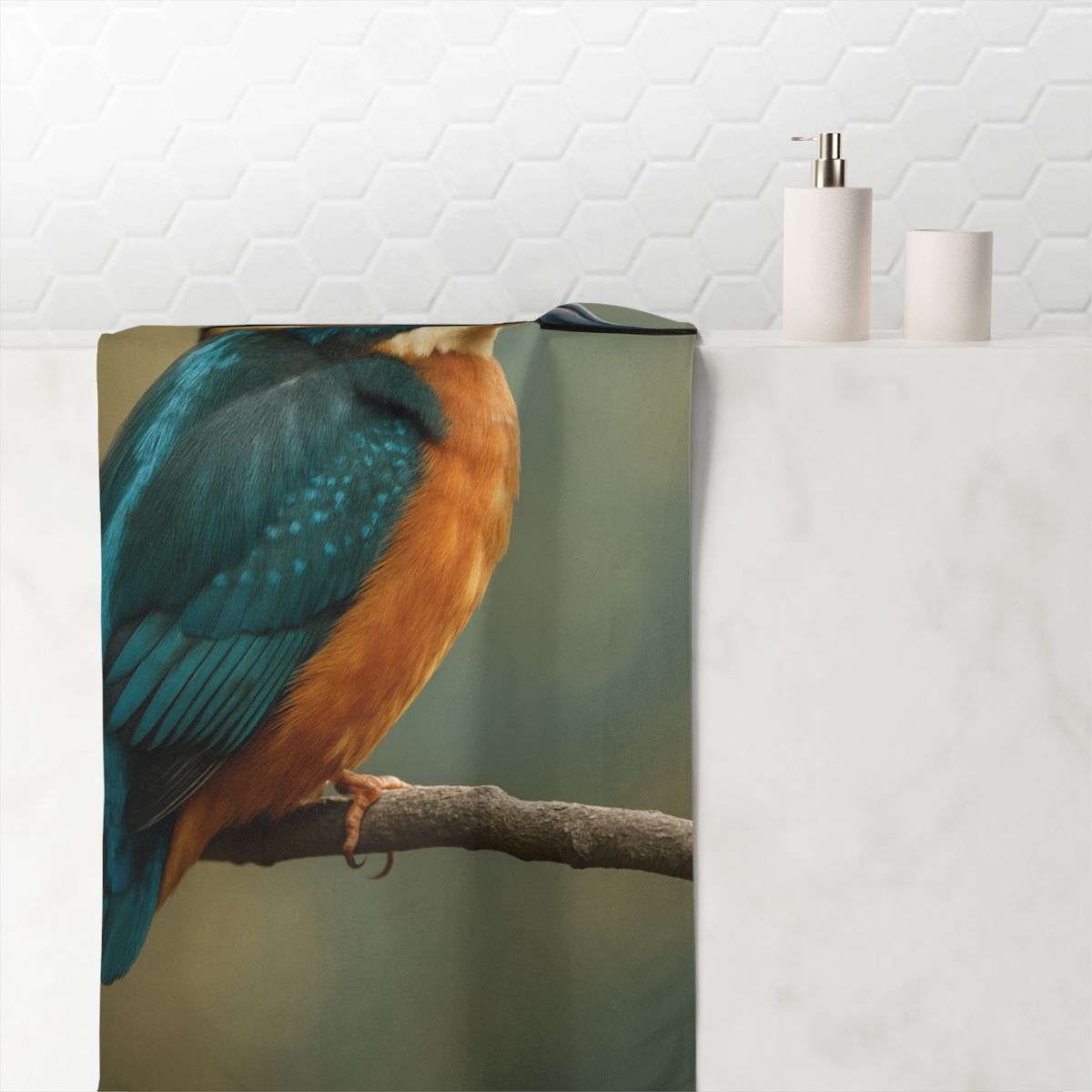 Aurora Gaze Kingfisher custom towels
