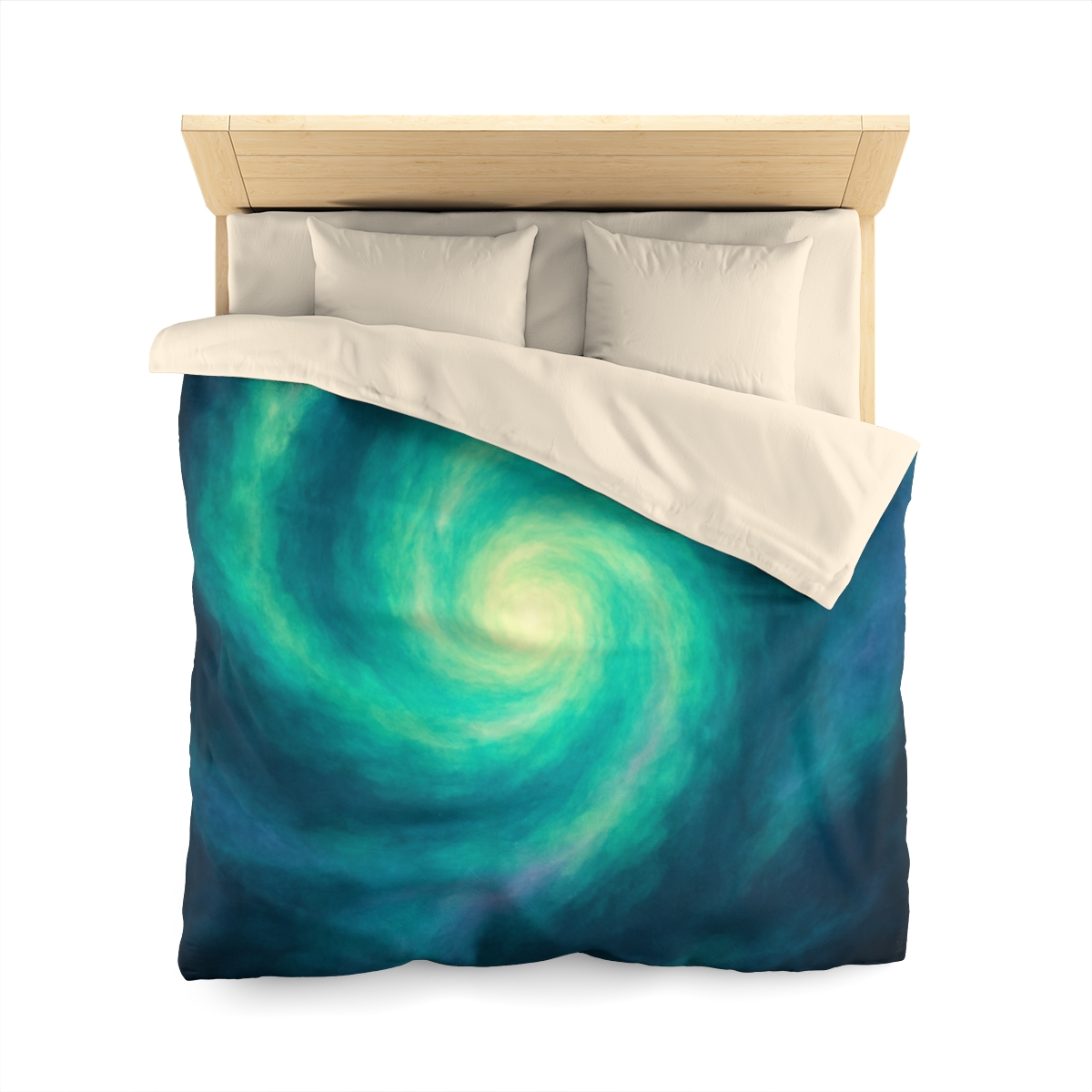 Aurora Halo Spiral designer printed duvets