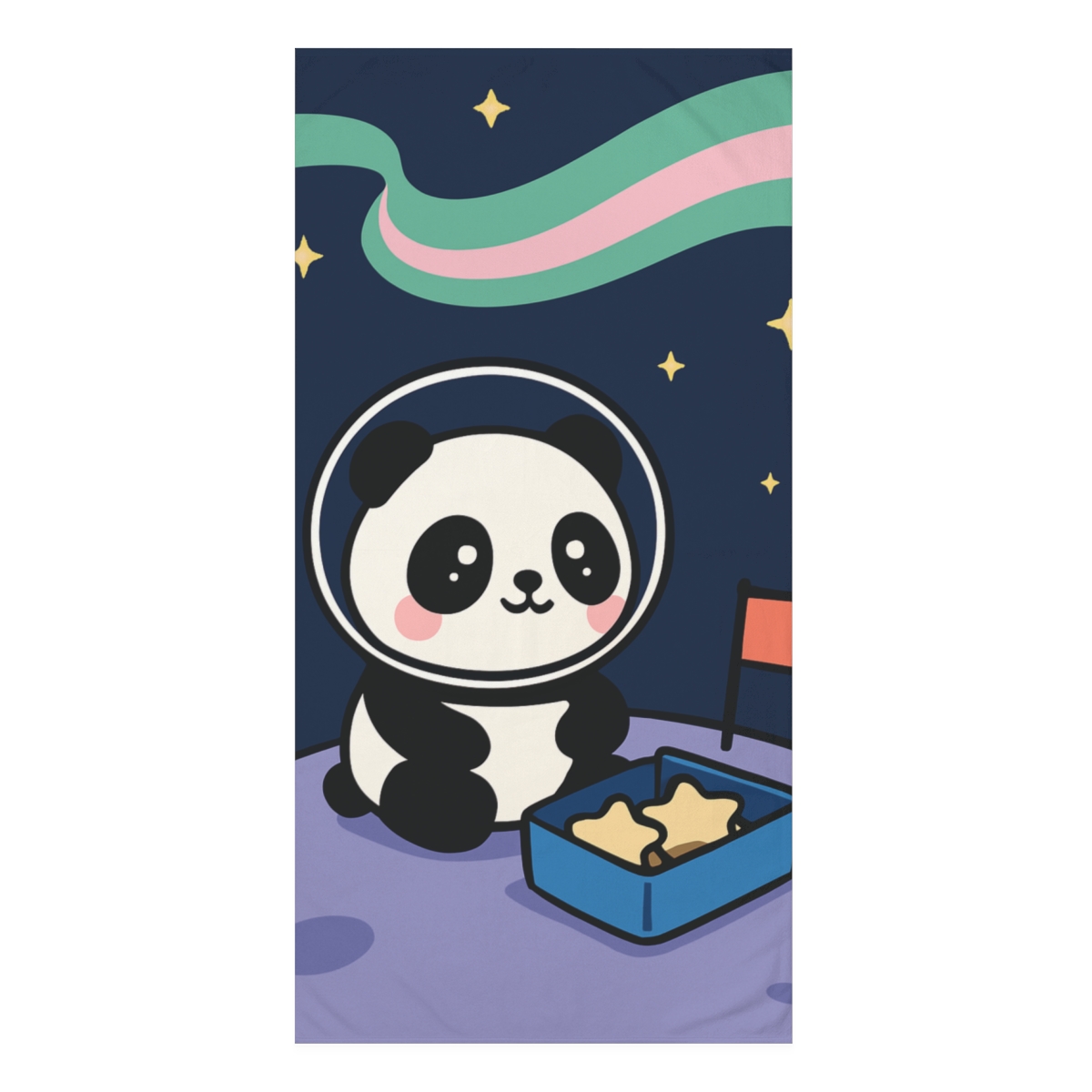 Aurora Panda Space Picnic designer printed towels