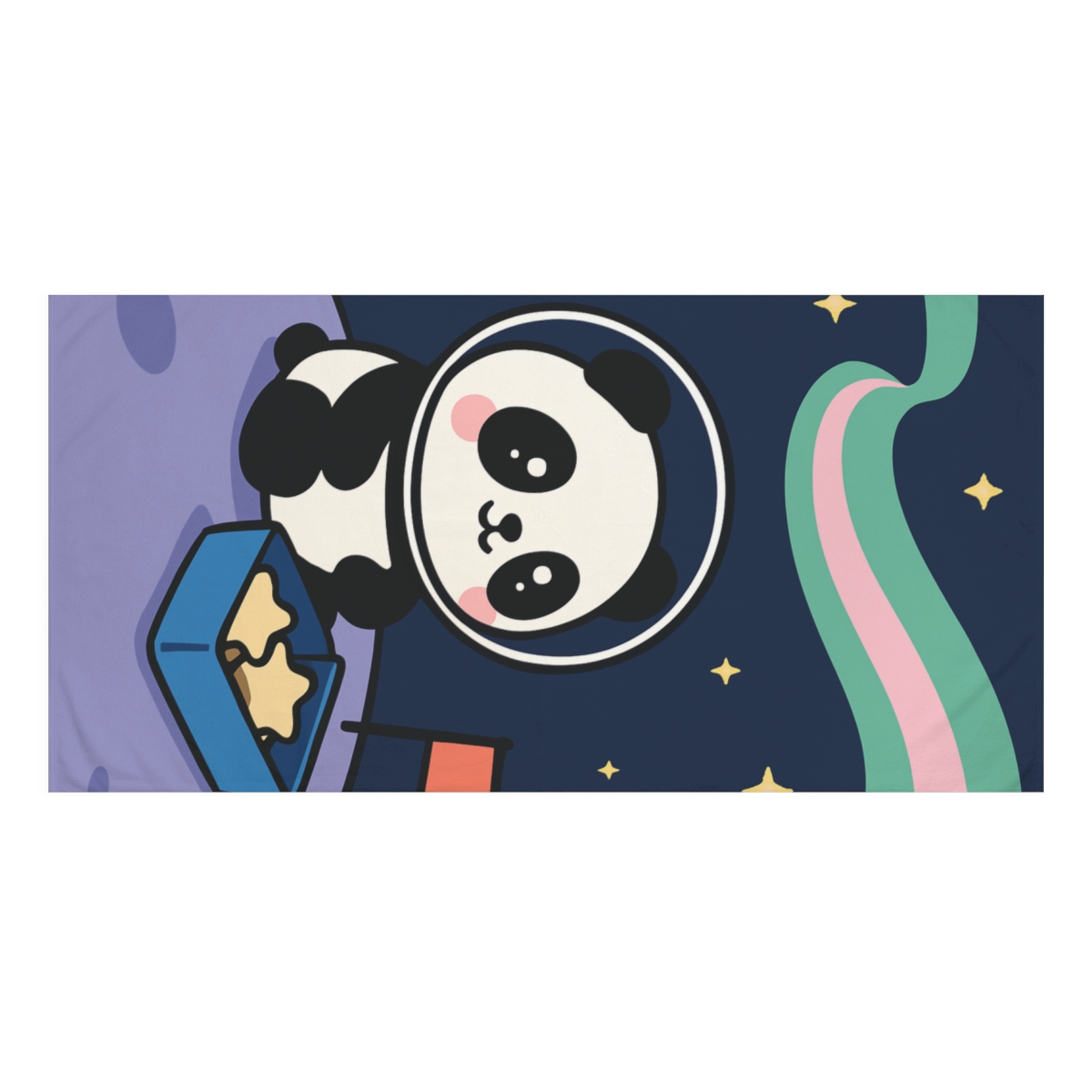 Aurora Panda Space Picnic designer printed towels