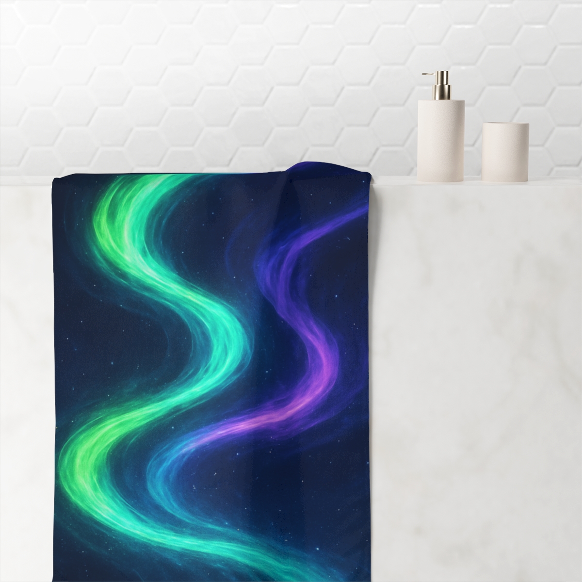 Aurora Plasma Ribbon Waltz personalized bath towels