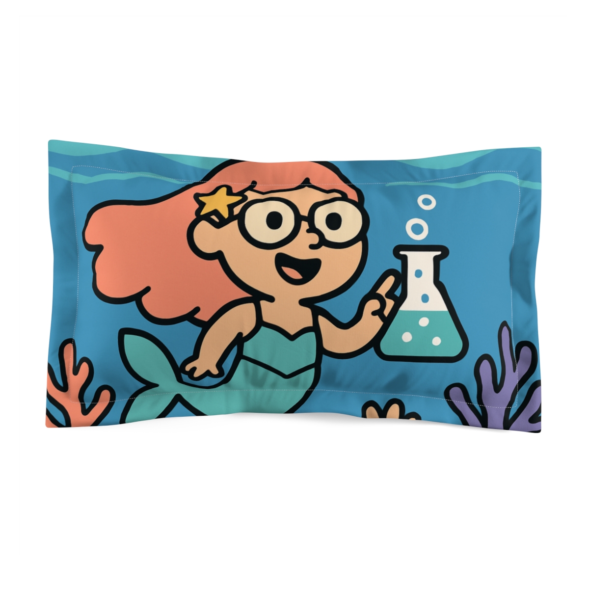 Aurora Reef Mermaid Scientist designer printed pillows