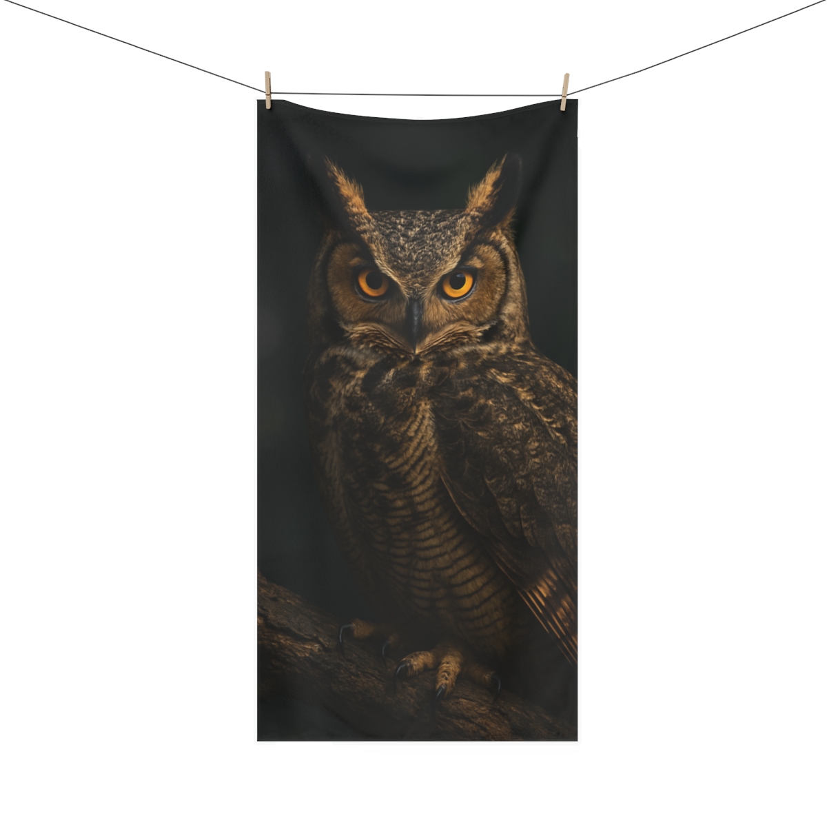 Aurora Sentinel Great Horned Owl personalized bath towels