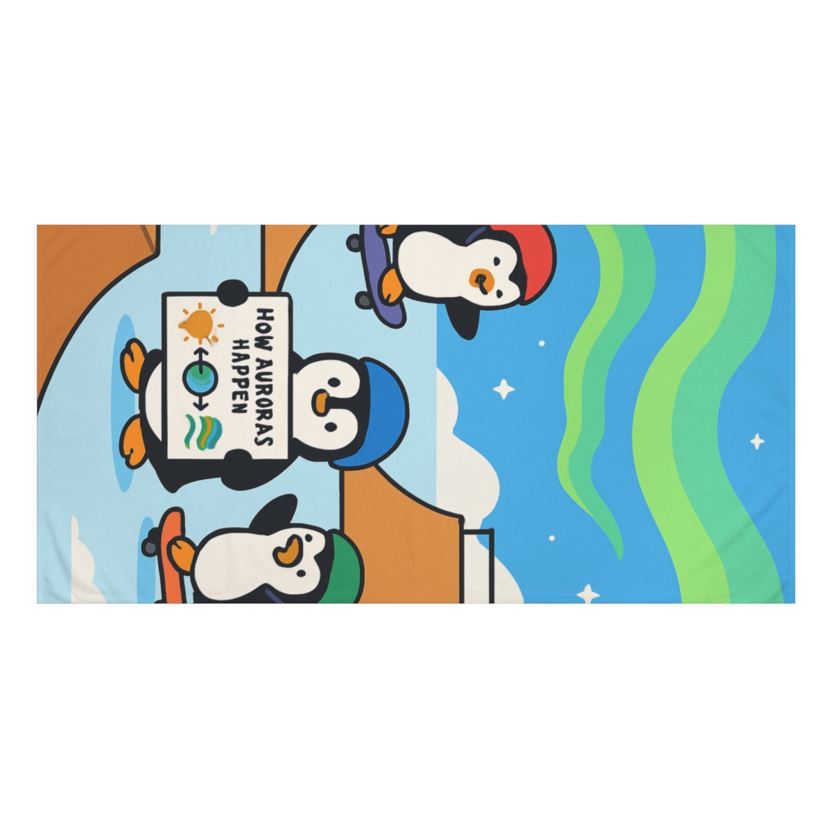 Aurora Skate Park Penguins unique gift towels